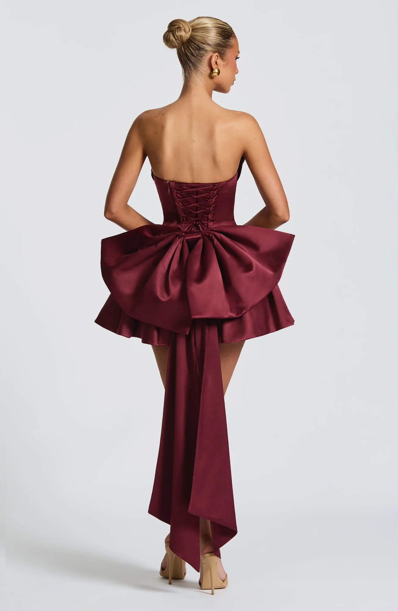 Cherry Lacquer Mini Dress with Bow Detail