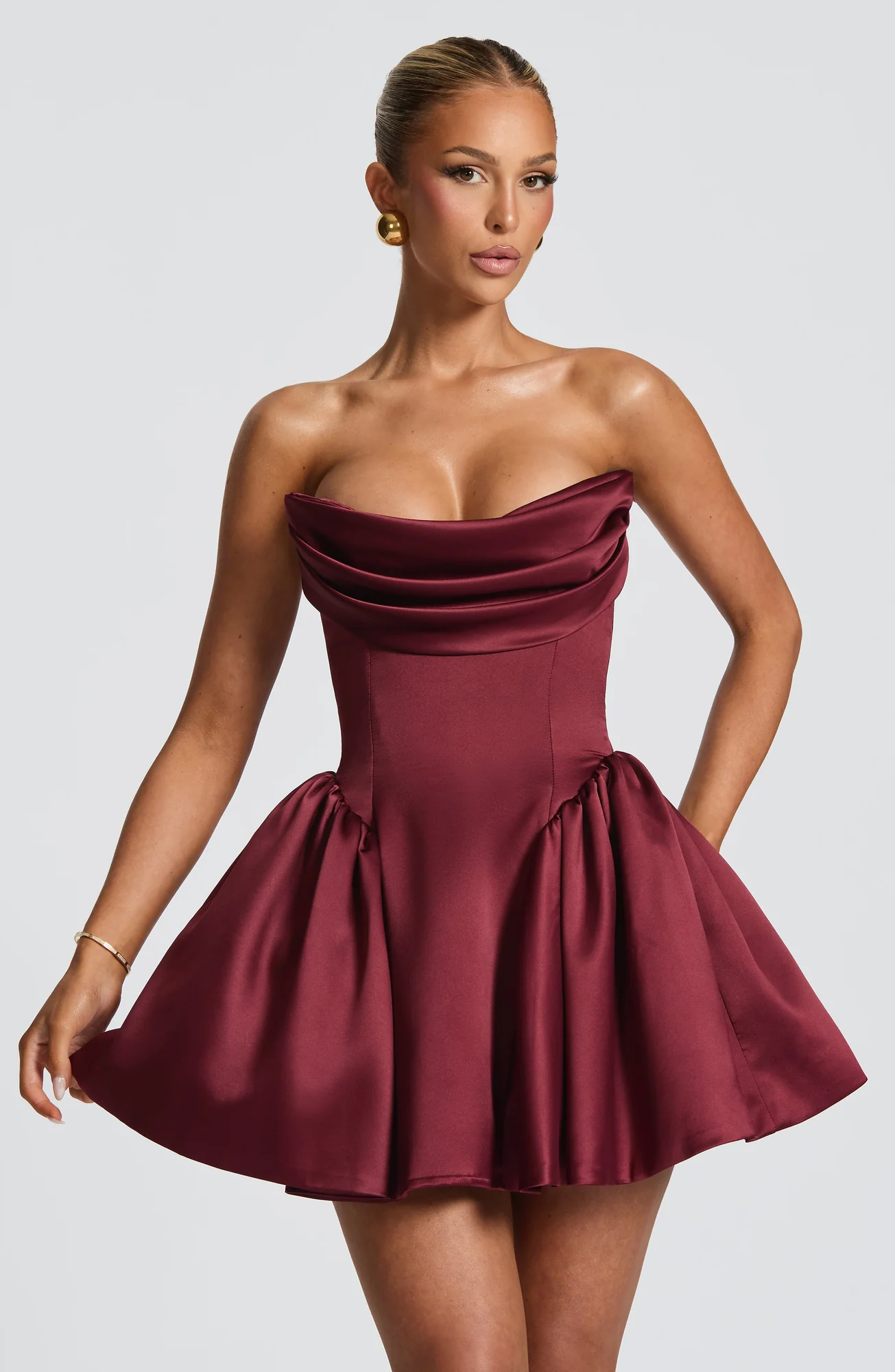 Cherry Lacquer Mini Dress with Bow Detail
