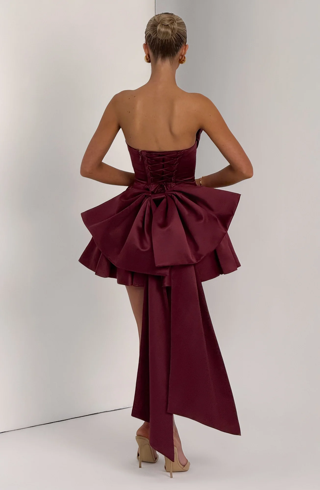 Cherry Lacquer Mini Dress with Bow Detail