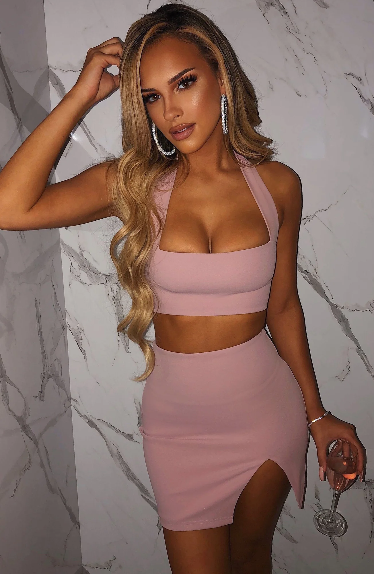 Dusty Pink Body-Hugging Mini Skirt for Women