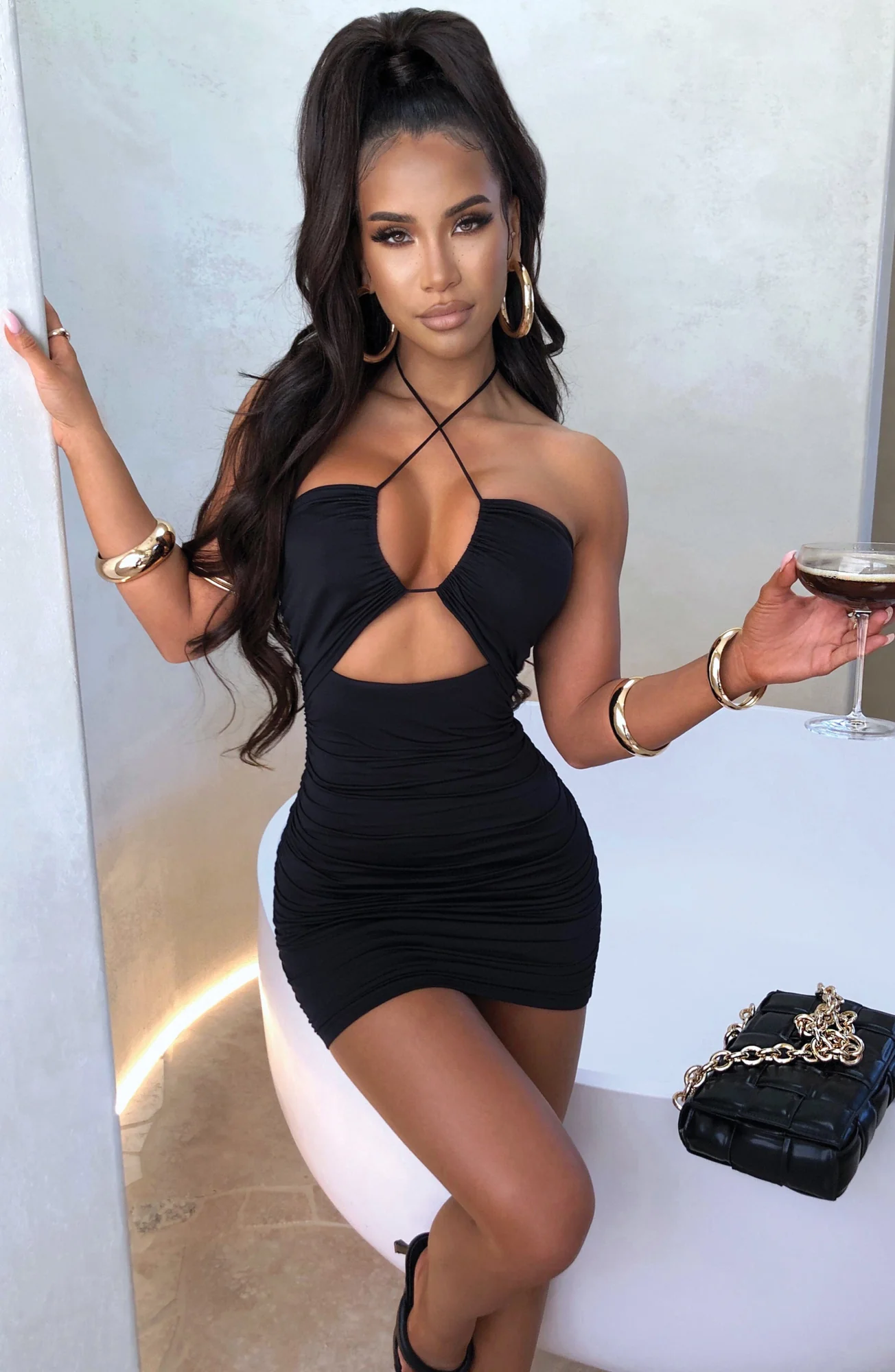 Black Mini Dress with Adjustable Straps