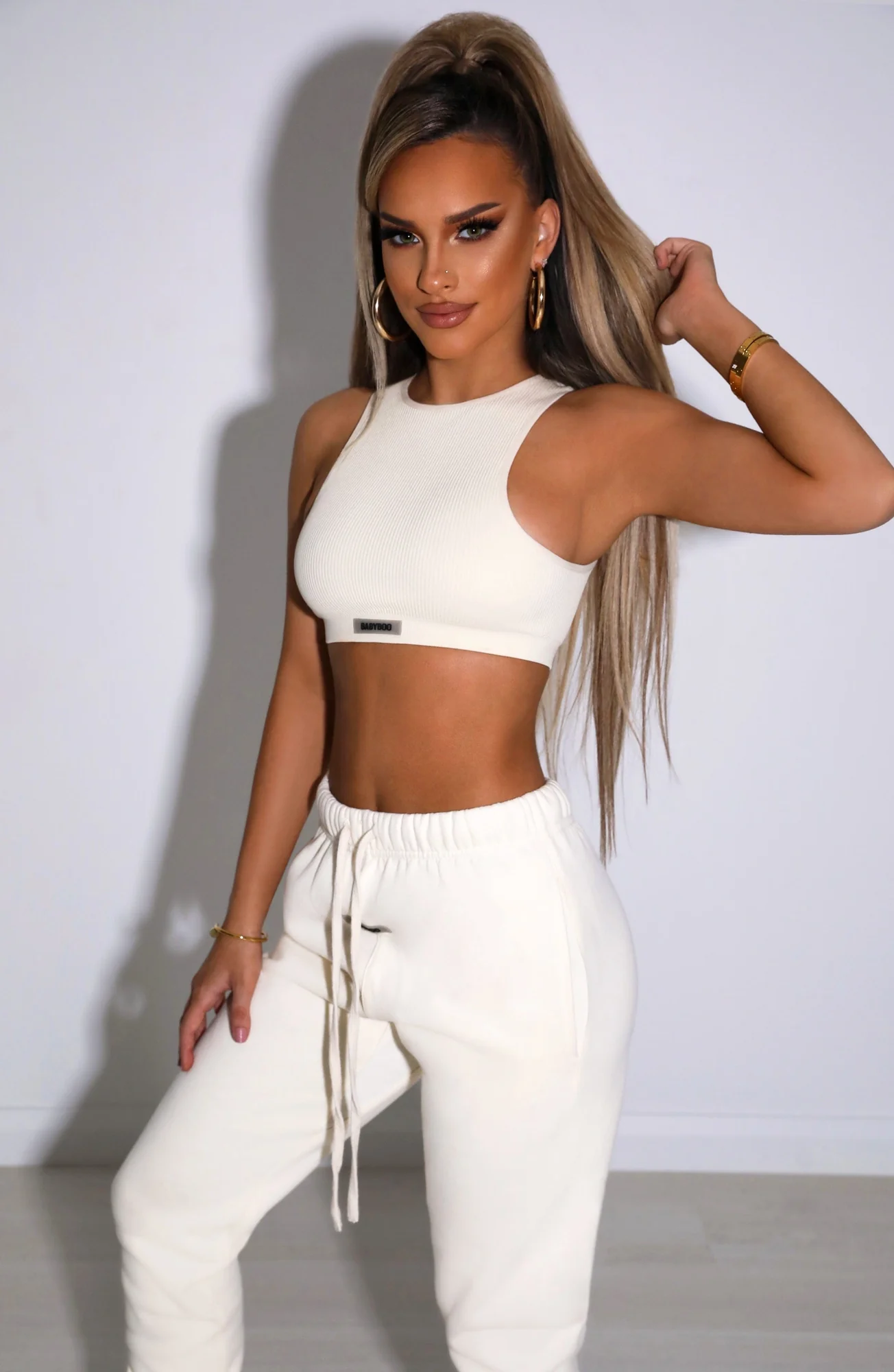 Cream Ribbed Tank Top - Womens Sleeveless Crop