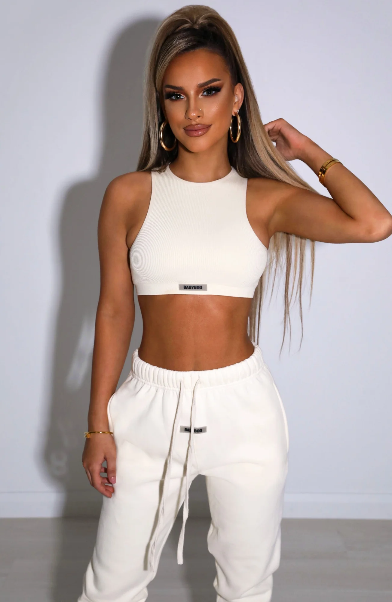 Cream Ribbed Tank Top - Womens Sleeveless Crop