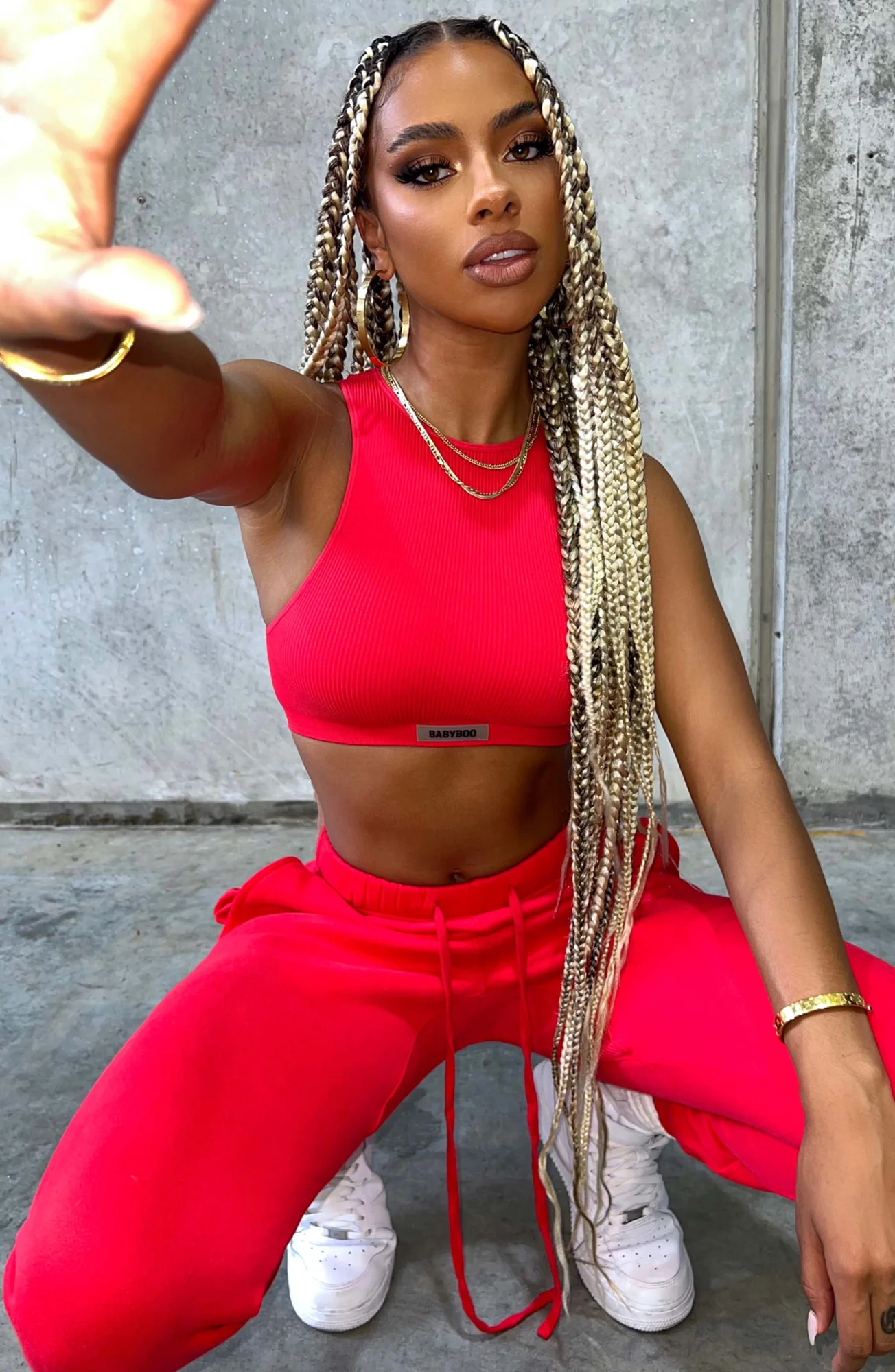 Red Ribbed Crop Top - Sleeveless Tank Style