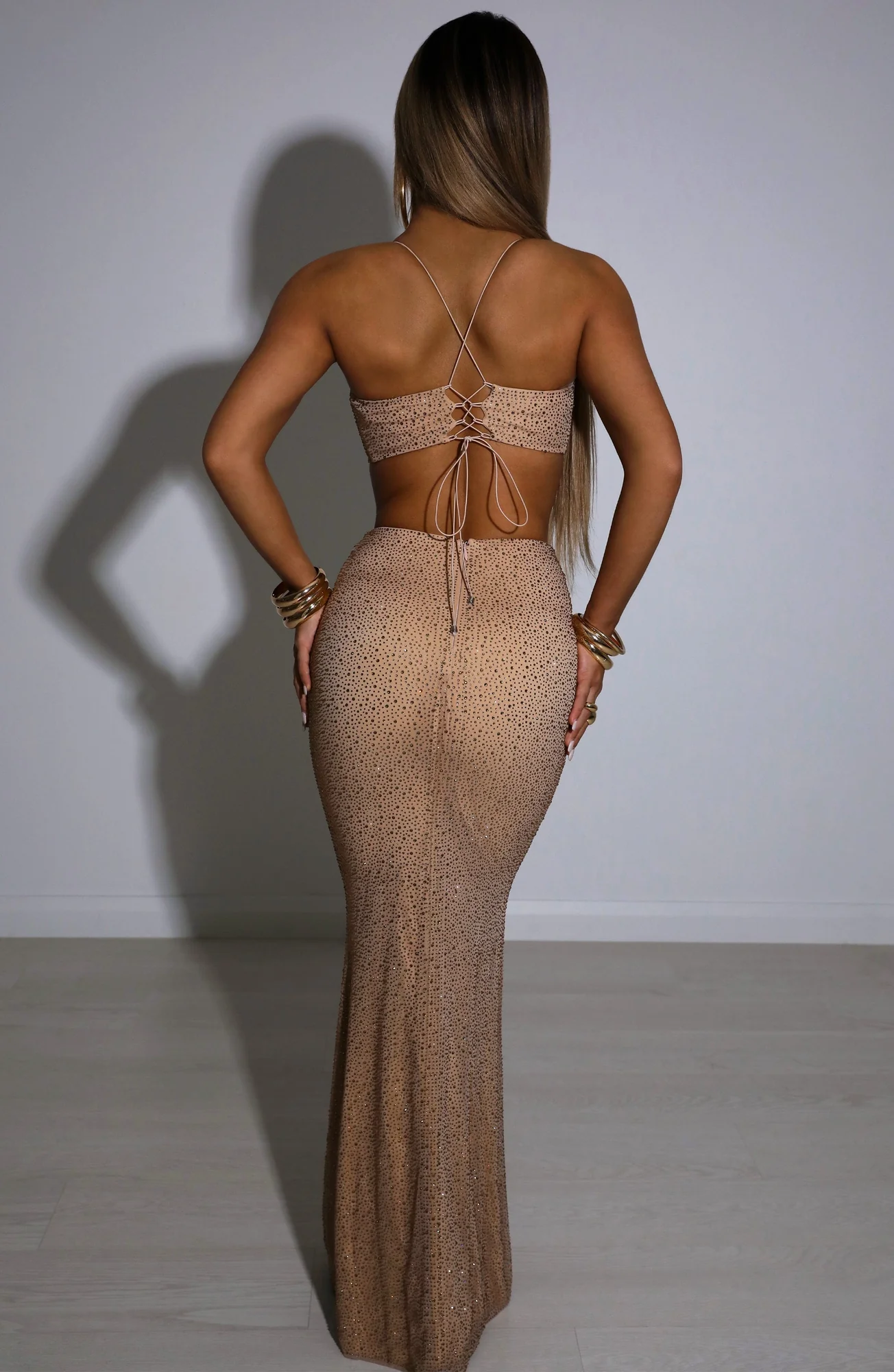 Bronze Embellished Maxi Skirt for Women - Elegant Style