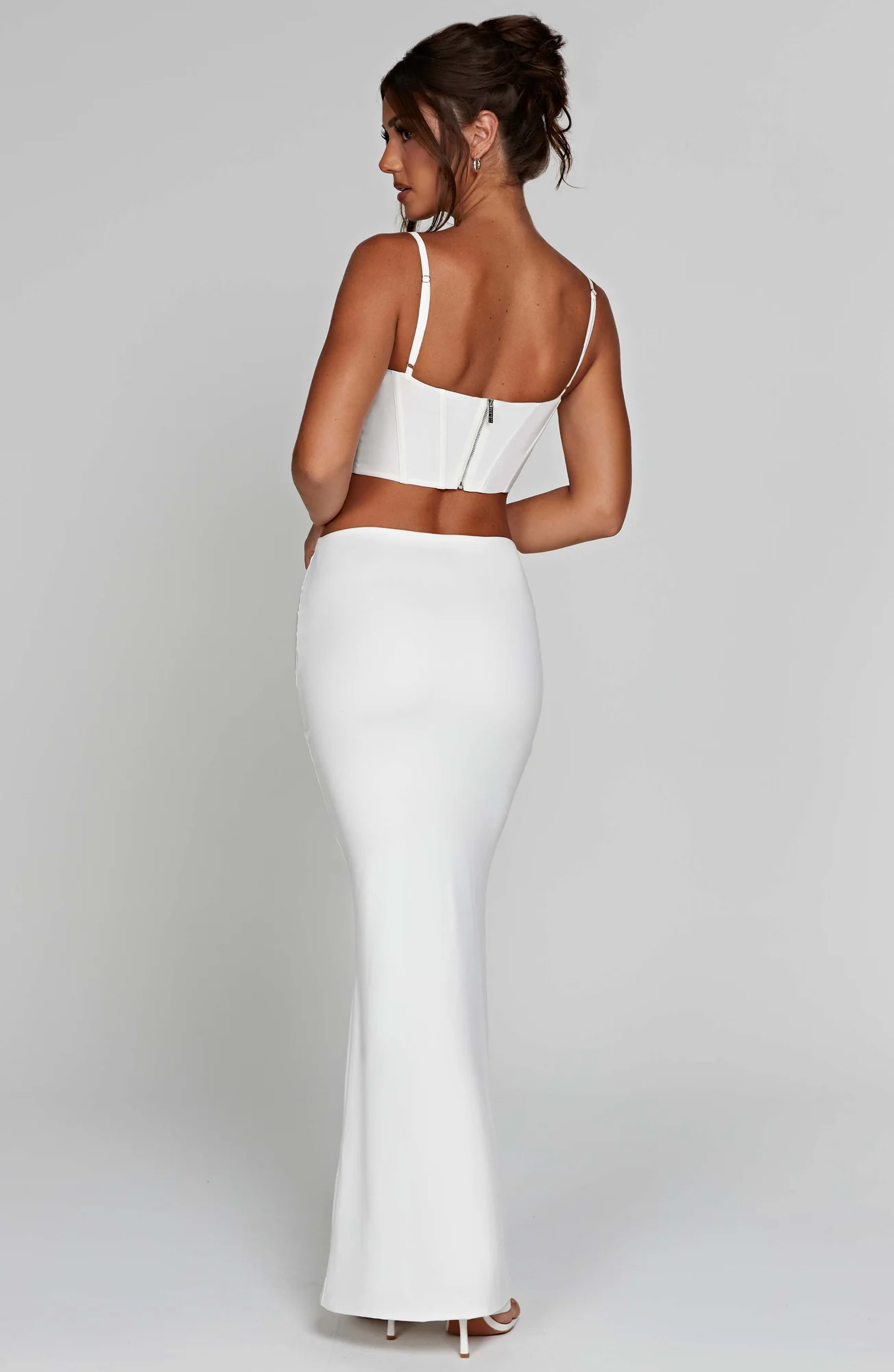 White Figure-Hugging Maxi Skirt with High Waist - Stretchy Jersey Fabric