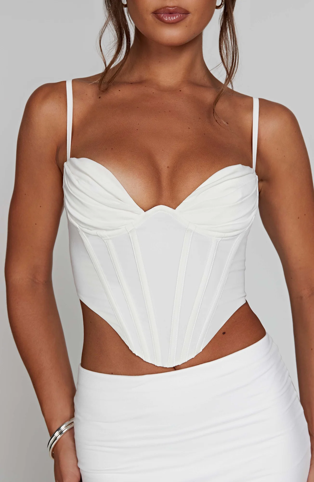 White Stretch Cotton Corset Top - Maddie Style