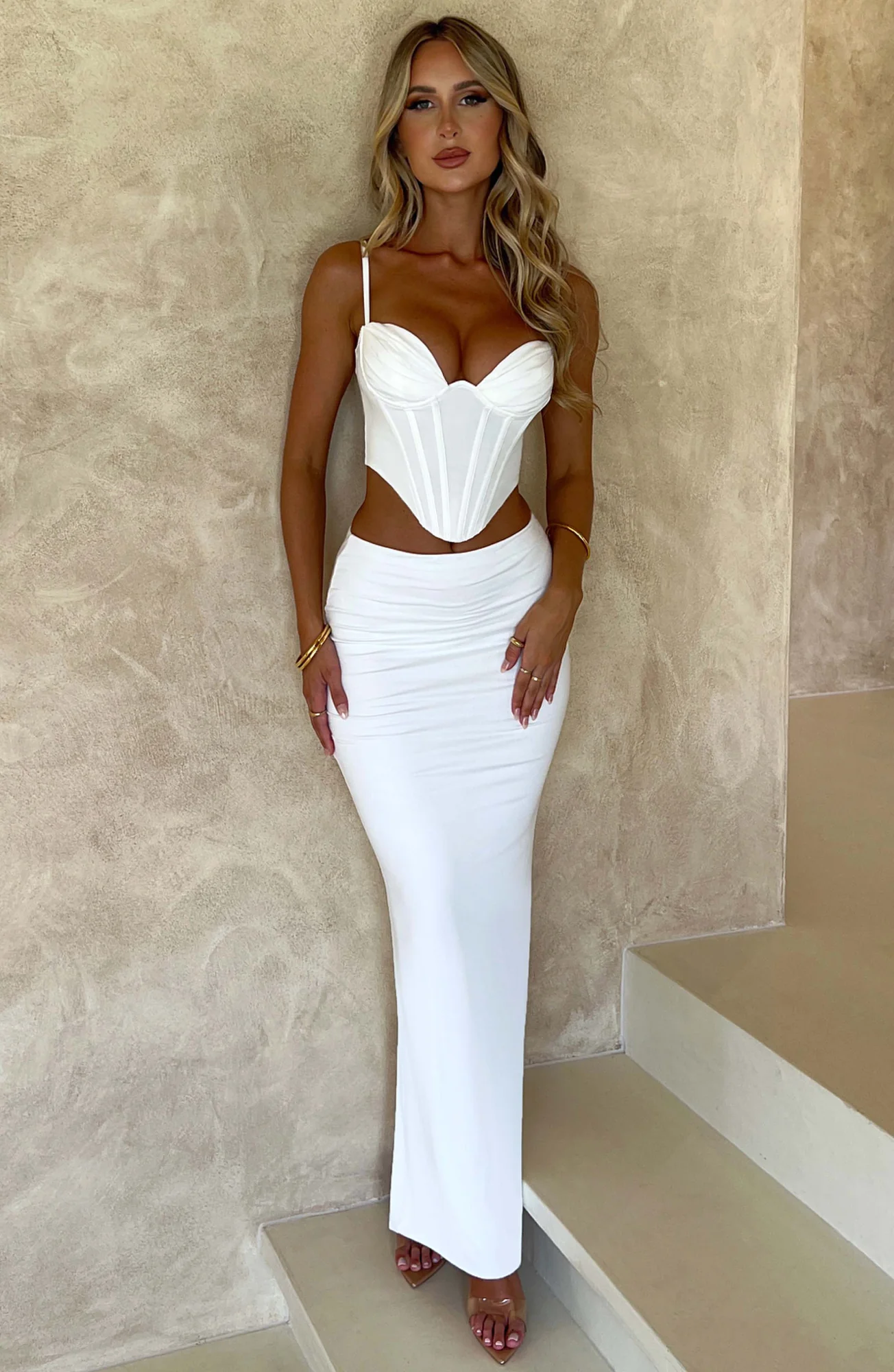 White Stretch Cotton Corset Top - Maddie Style