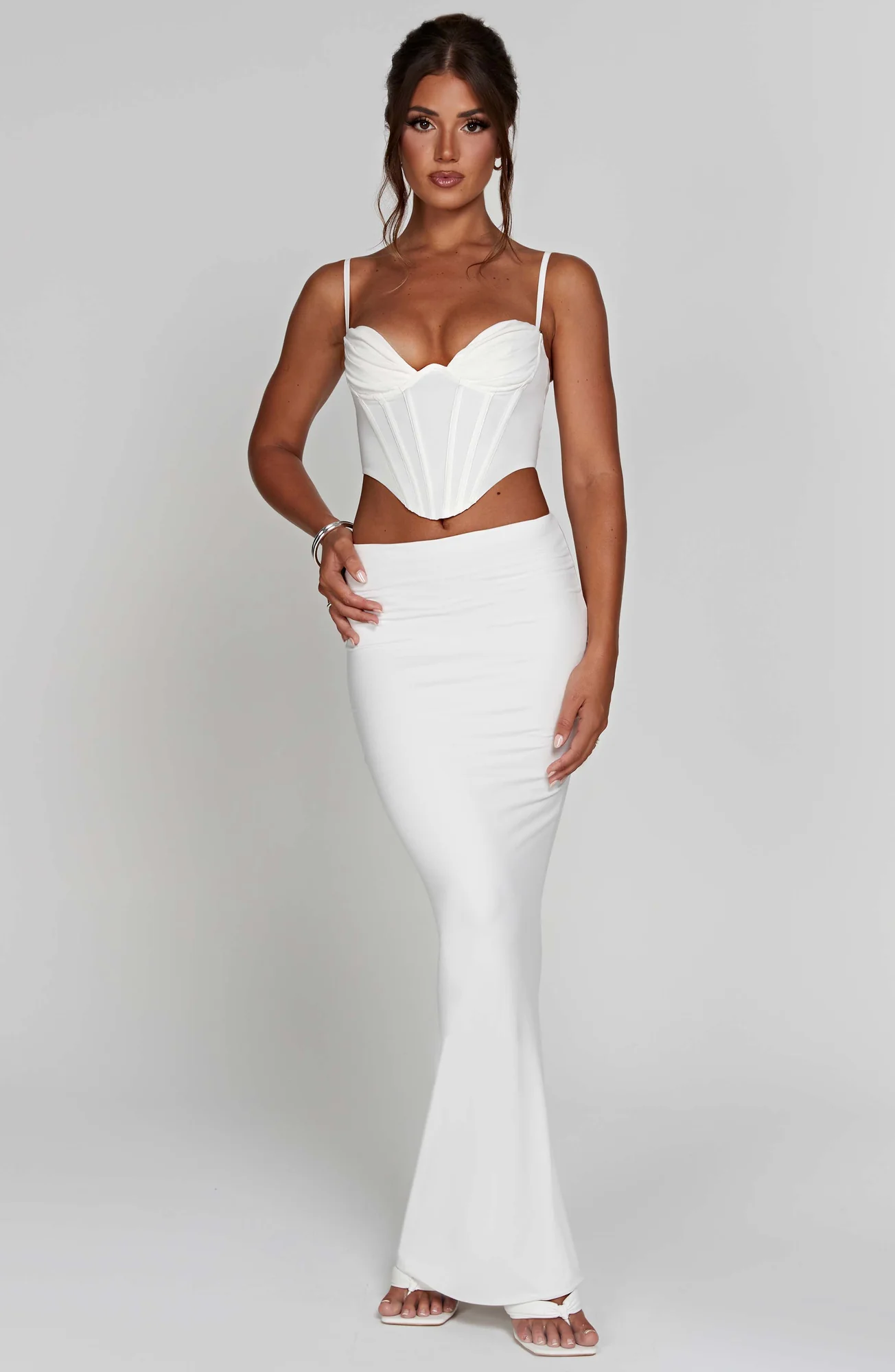 White Stretch Cotton Corset Top - Maddie Style