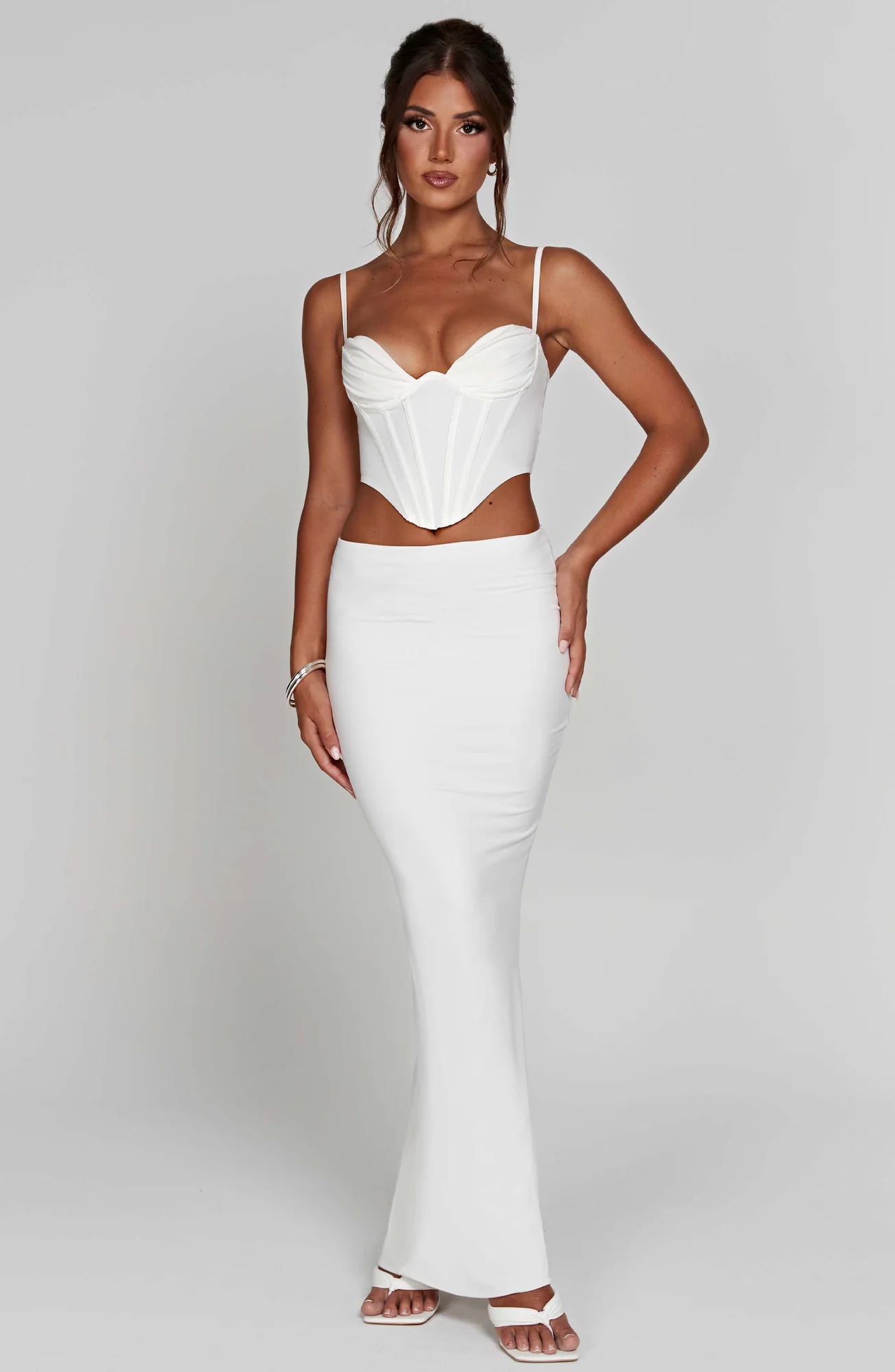 White Stretch Cotton Corset Top - Maddie Style