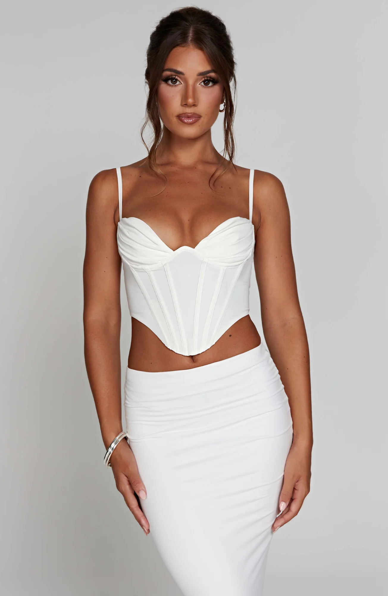 White Stretch Cotton Corset Top - Maddie Style