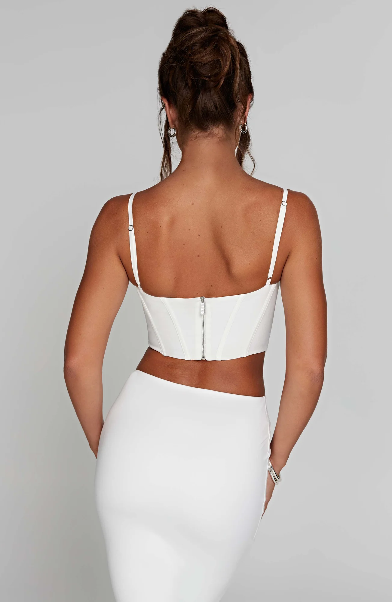 White Stretch Cotton Corset Top - Maddie Style