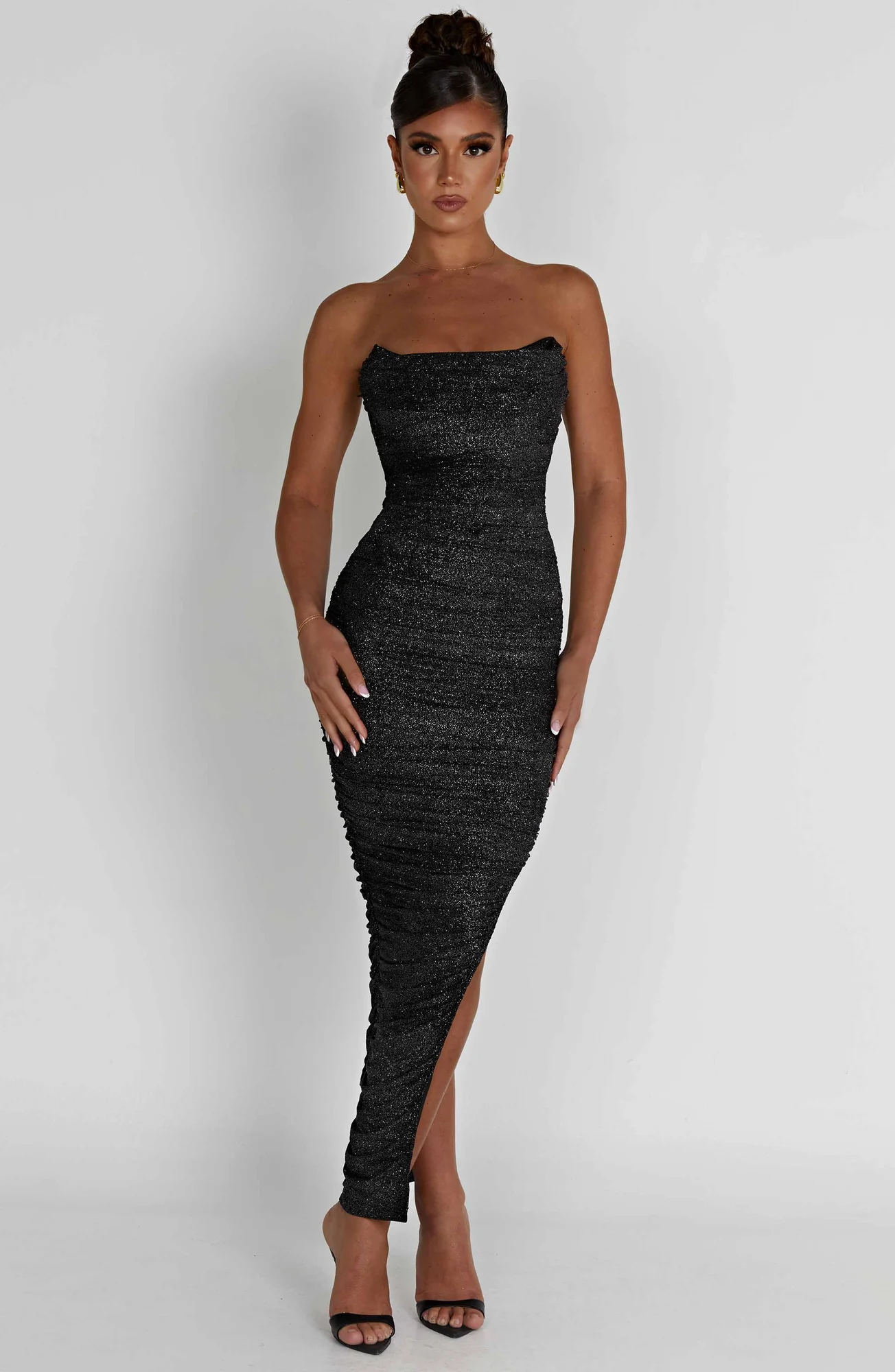 Black Sparkle Strapless Maxi Dress - Premium Double Layered Fabric