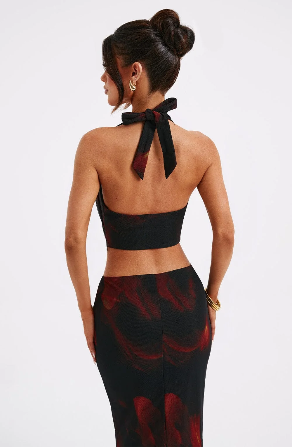 Fire Printed Halterneck Crop Top - Chrishelle Collection