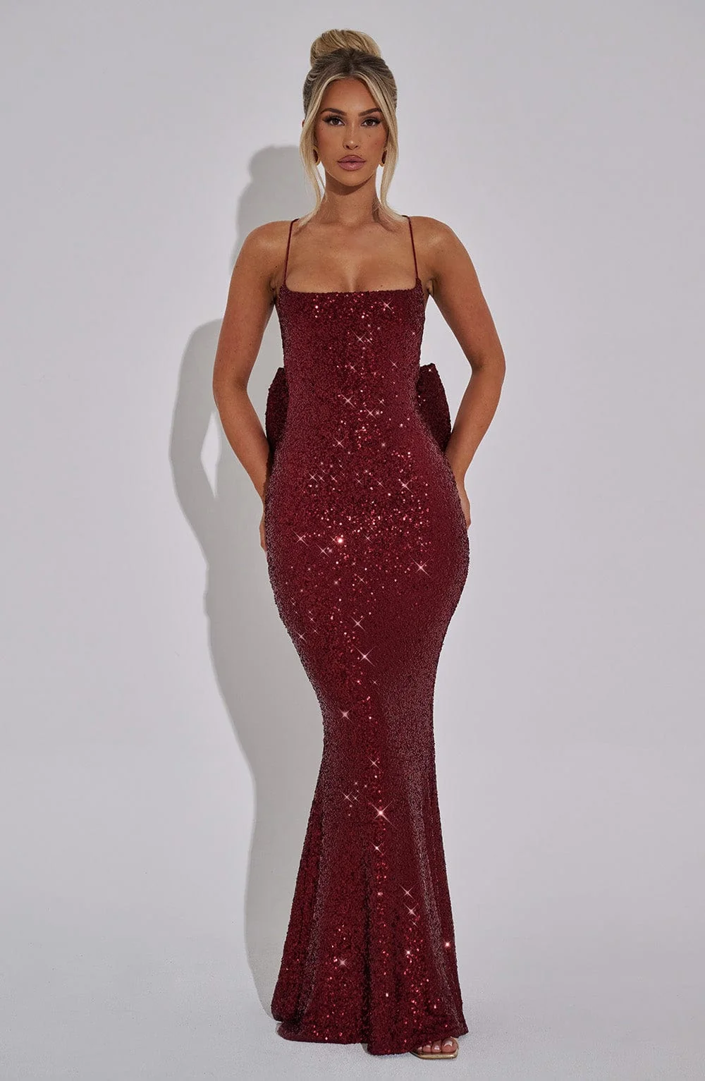 Sparkling Wine Maxi Dress - Elegant Sequin Party Gown
