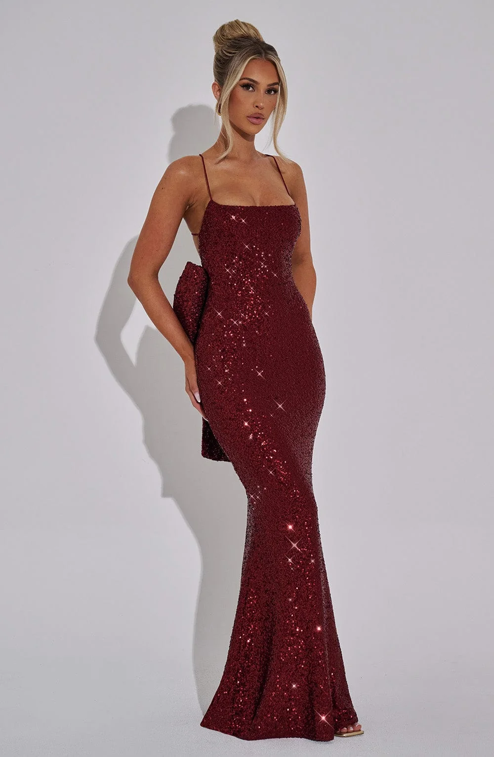 Sparkling Wine Maxi Dress - Elegant Sequin Party Gown