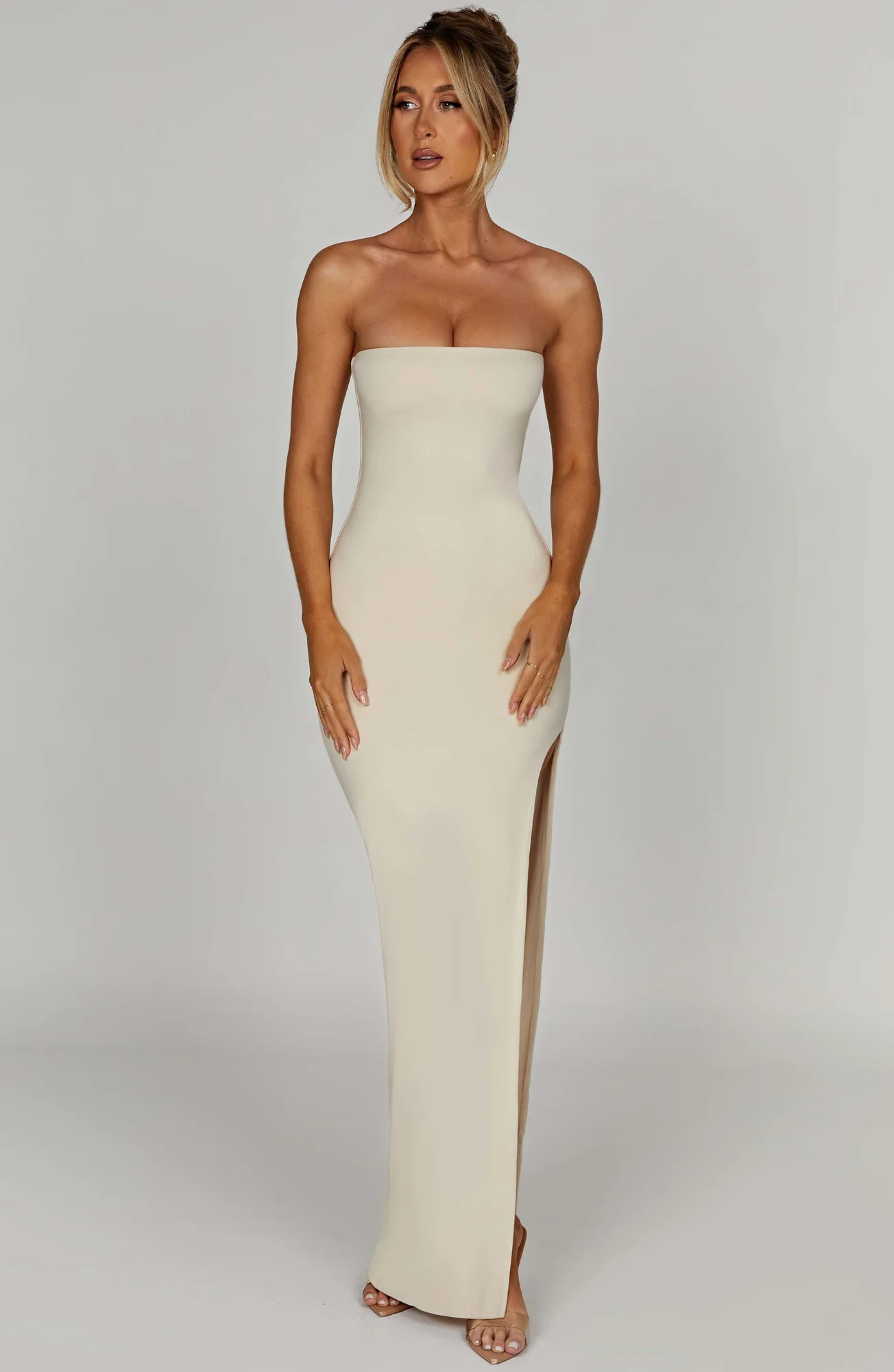 Cream Strapless Maxi Dress - Premium Modal Fabric