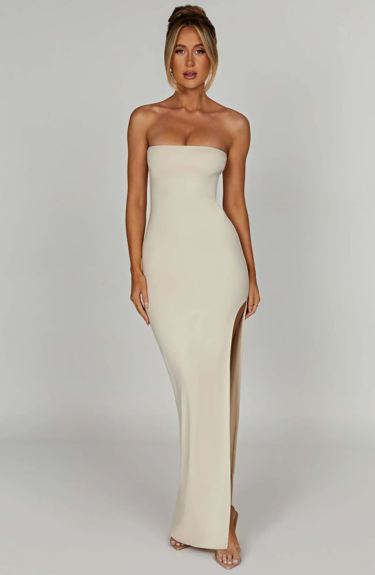 Cream Strapless Maxi Dress - Premium Modal Fabric