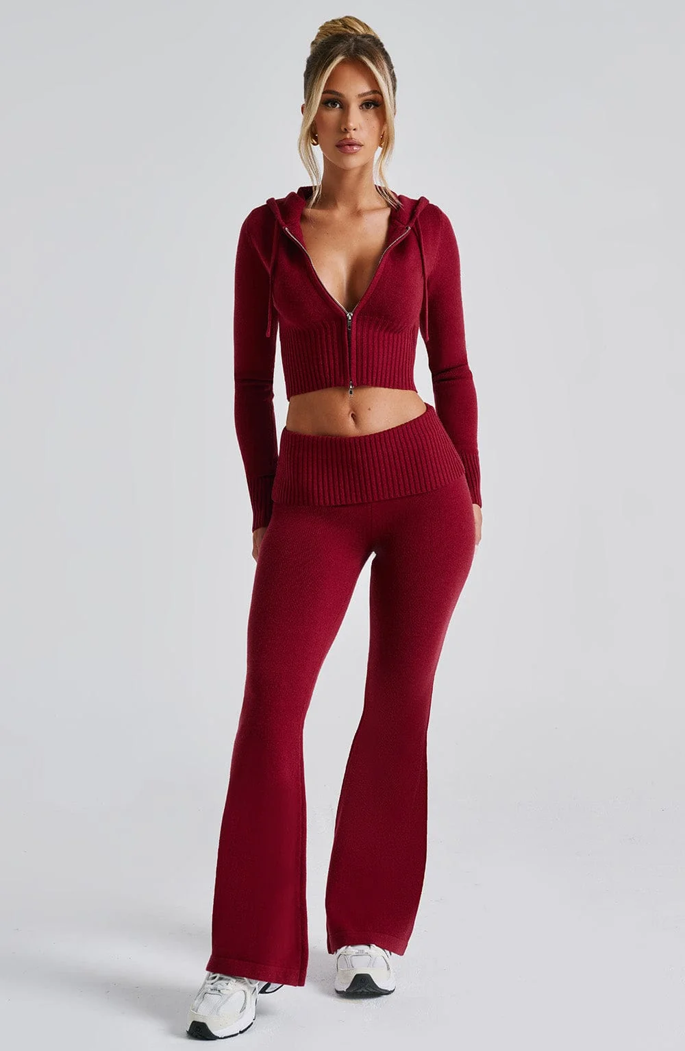 Red Knit Flare Pants - Stylish & Comfortable