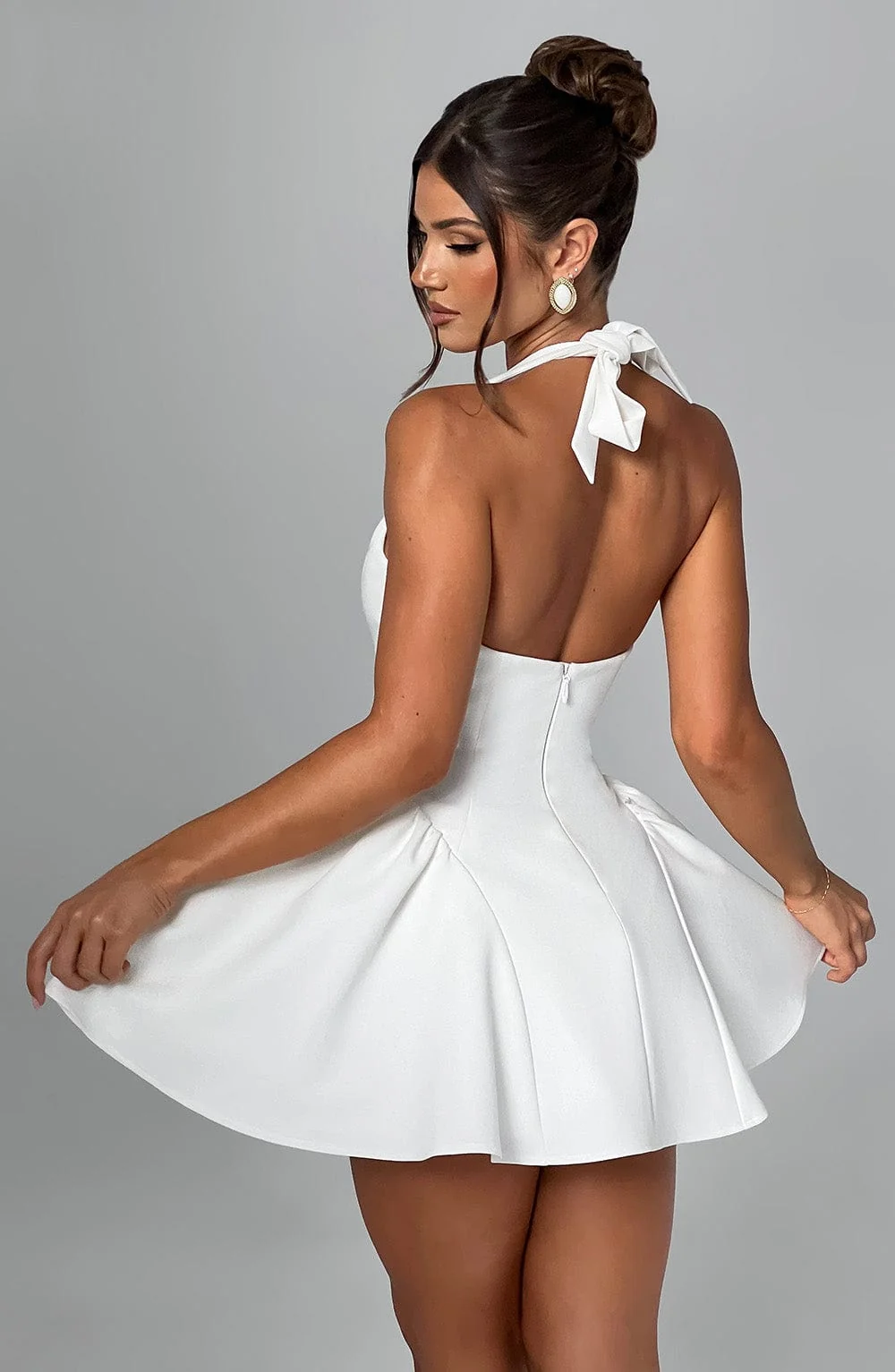 Ivory Halter Neck Playsuit in Premium Crepe Fabric