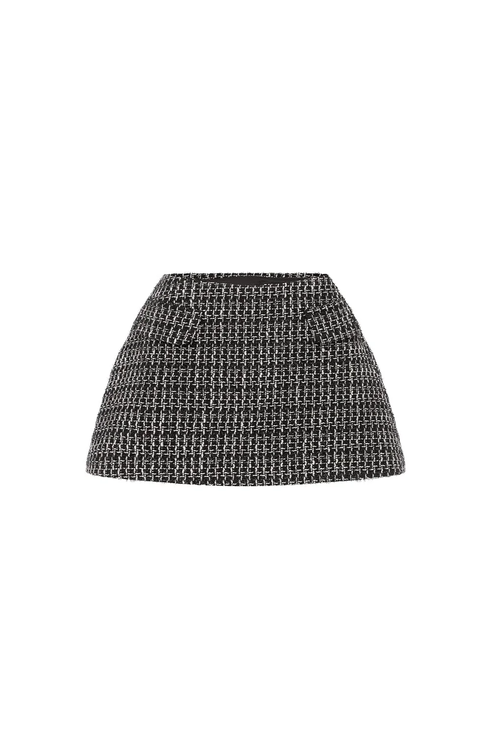 Textured Bubble Mini Skirt in Black and White - Womens Tweed Skirt