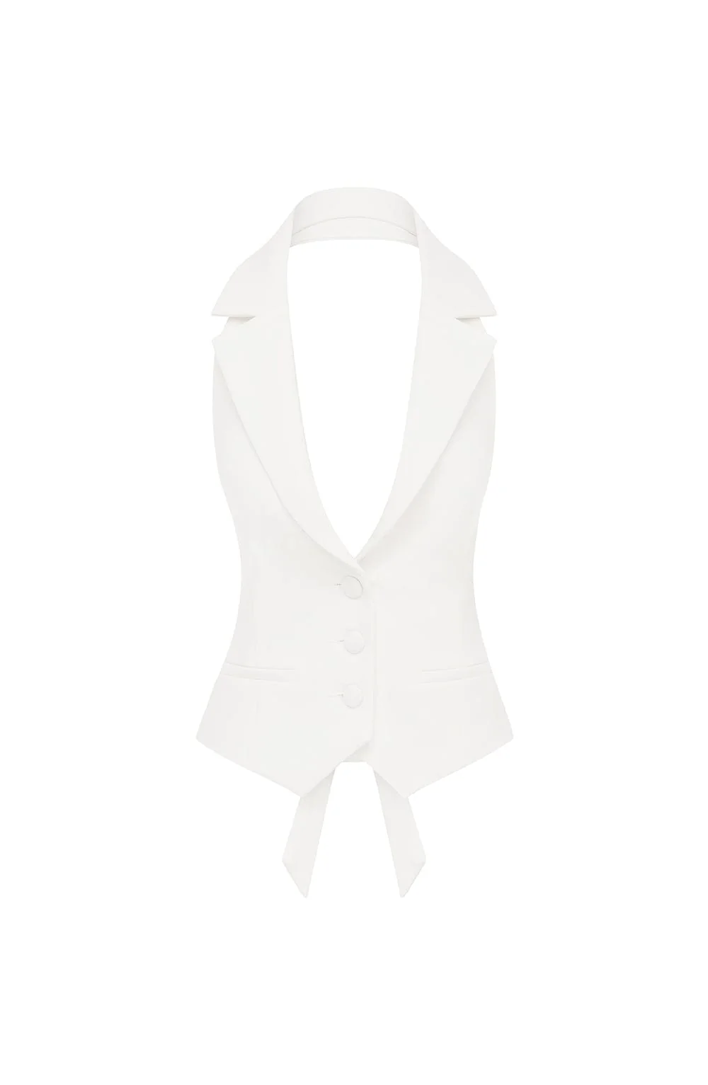 Tailored Ivory Sleeveless Halter Top for Women - Philippa