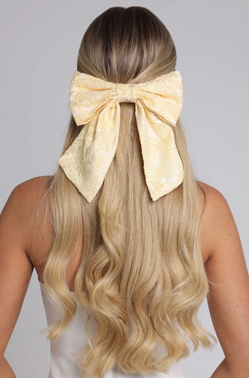 Floral Jacquard Bow Hair Clip - Buttercup