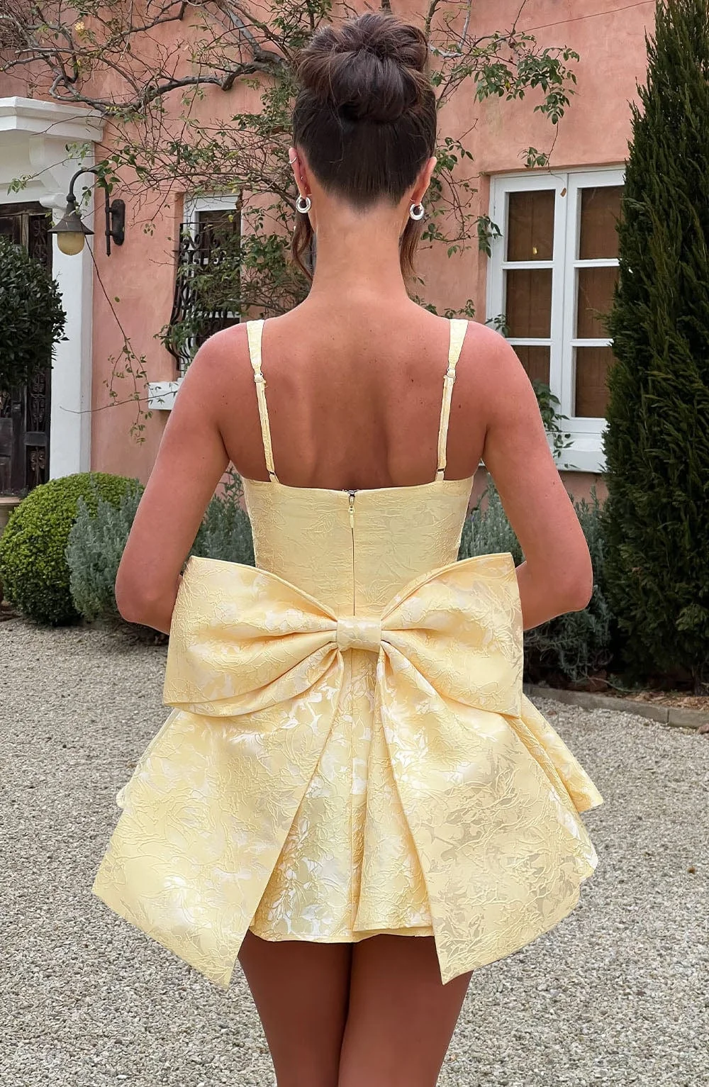 Floral Jacquard Playsuit with Lace Trim in Buttercup