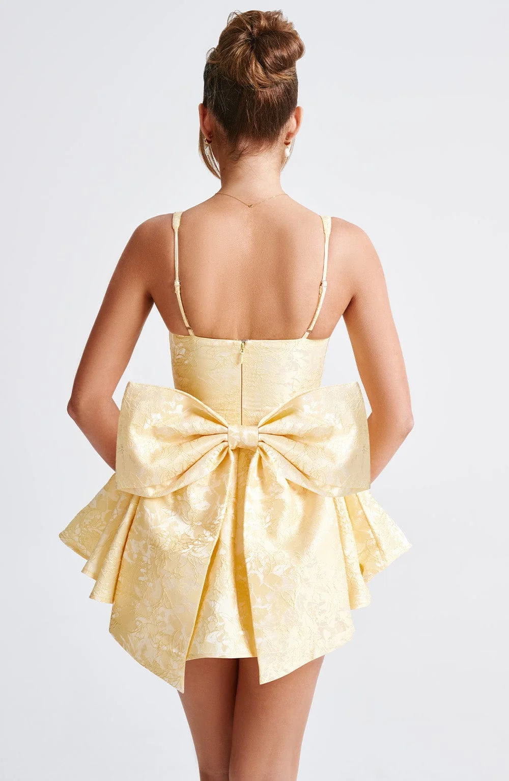 Floral Jacquard Playsuit with Lace Trim in Buttercup