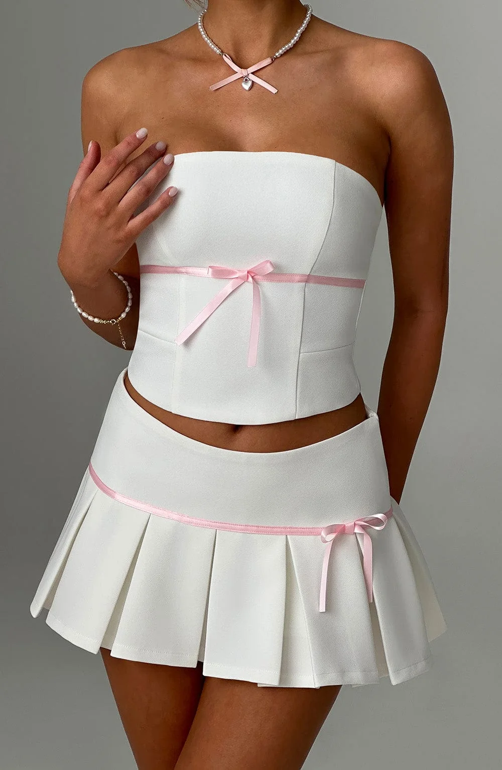 Ivory Lace Trimmed Skort