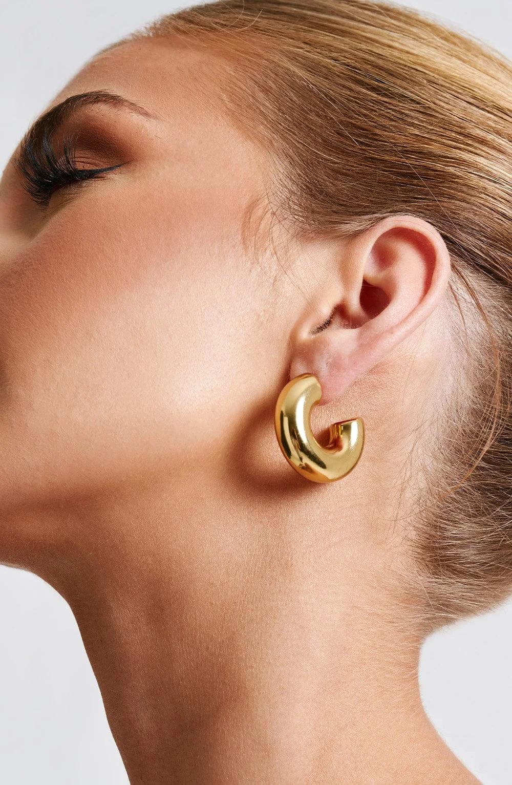 Chunky Gold Hoop Earrings - Stainless Steel Studs