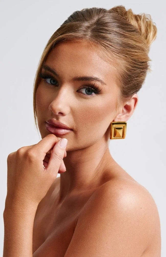 Square Gold Stainless Steel Earrings for Women