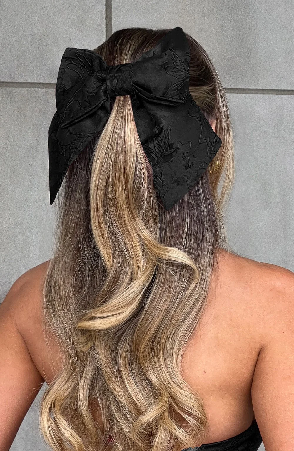Black Floral Bow Hair Clip Accessory - Elegant Style