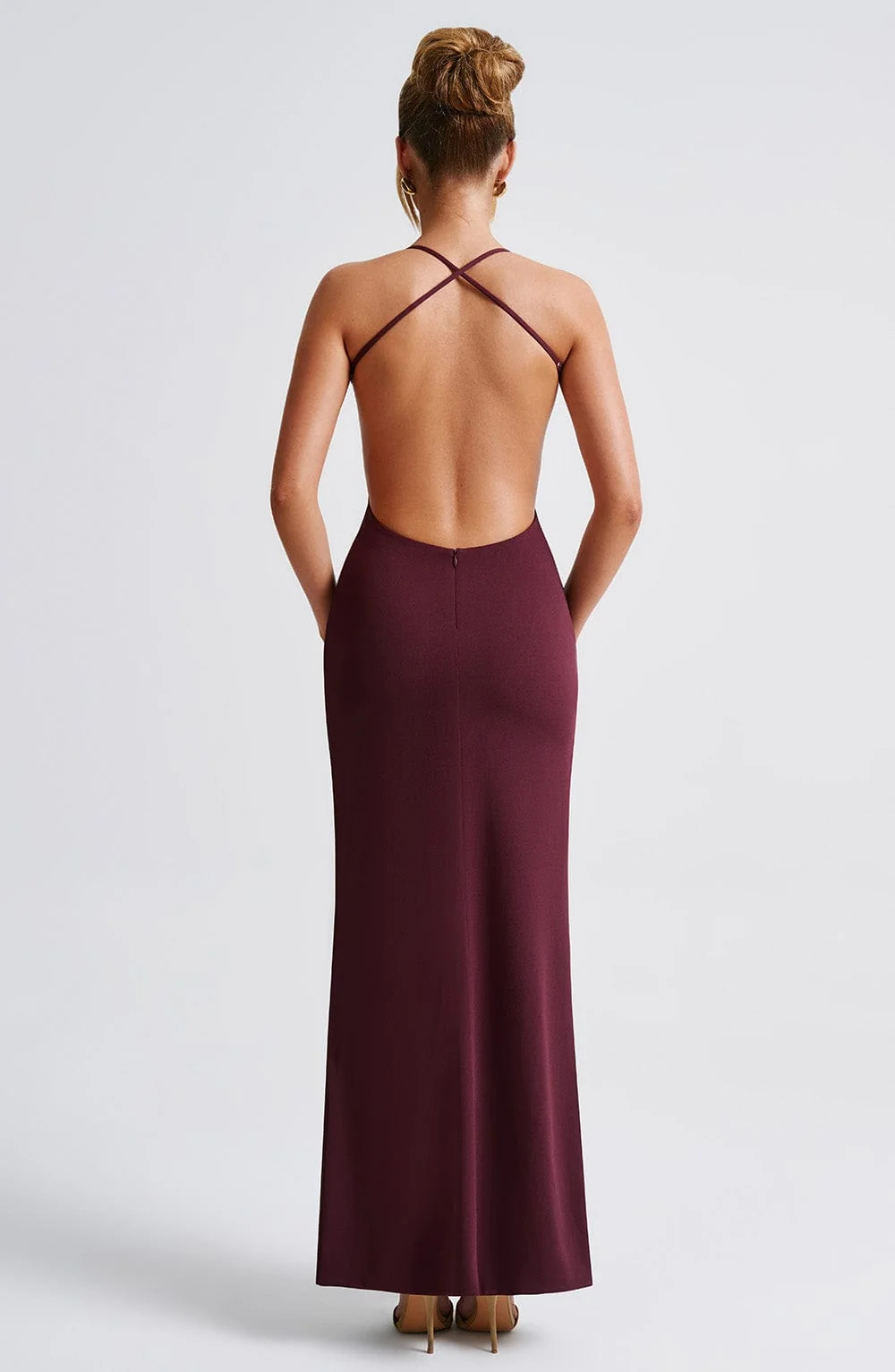 Cherry Lacquer Maxi Dress - Premium Stretch Crepe Fabric
