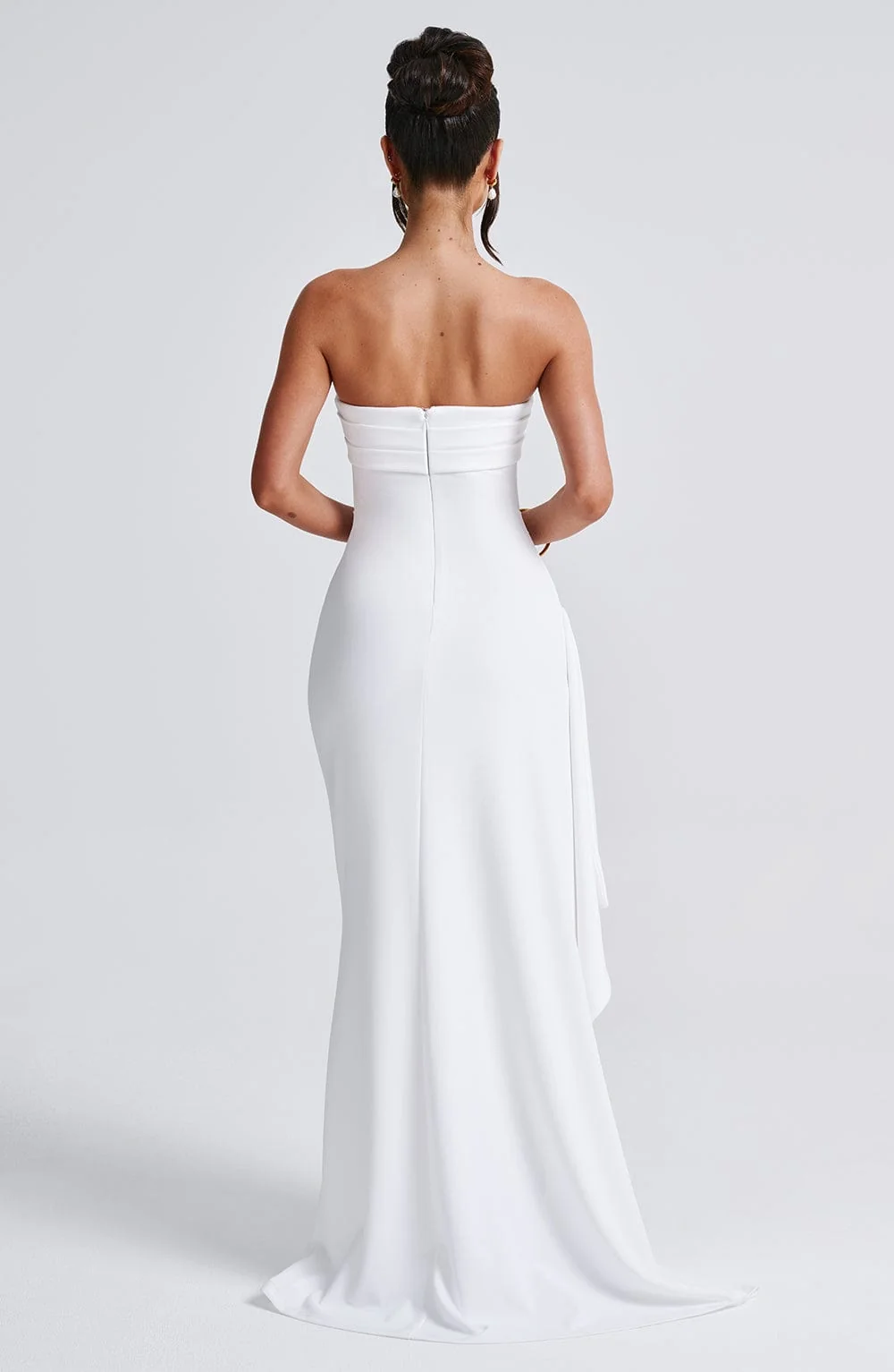 White Strapless Maxi Dress with Thigh High Split