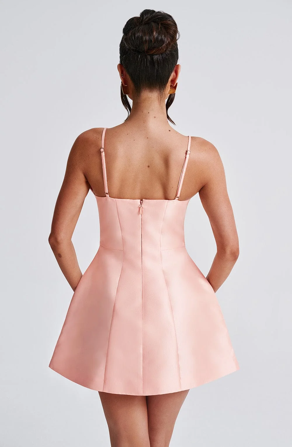 Bubblehem Satin Mini Dress in Peach - Elegant Style