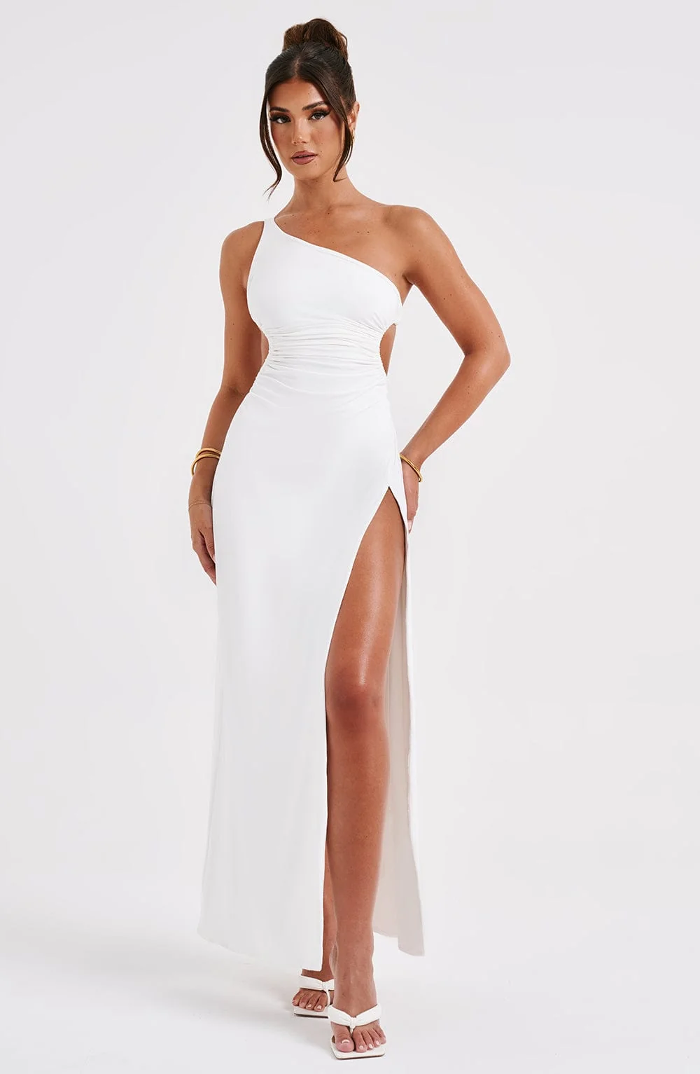 White Twist Strap Maxi Dress - Elegant Backless Design