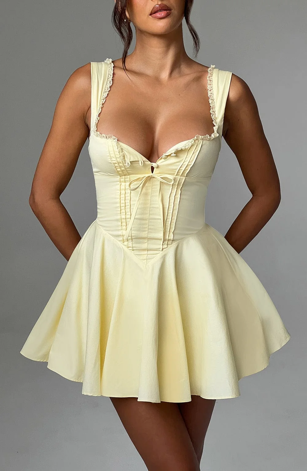 Lemon Mini Dress - Womens Flirty Romantic Summer Dress