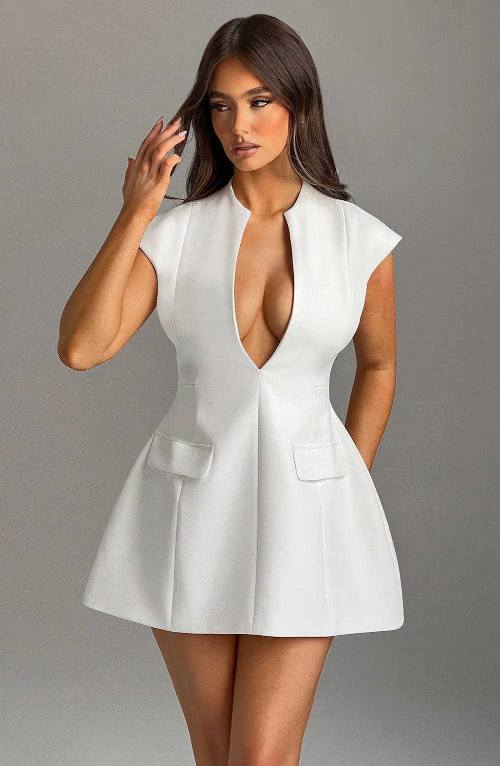 Ivory Bubblehem Mini Dress - Elegant Cap Sleeve Style