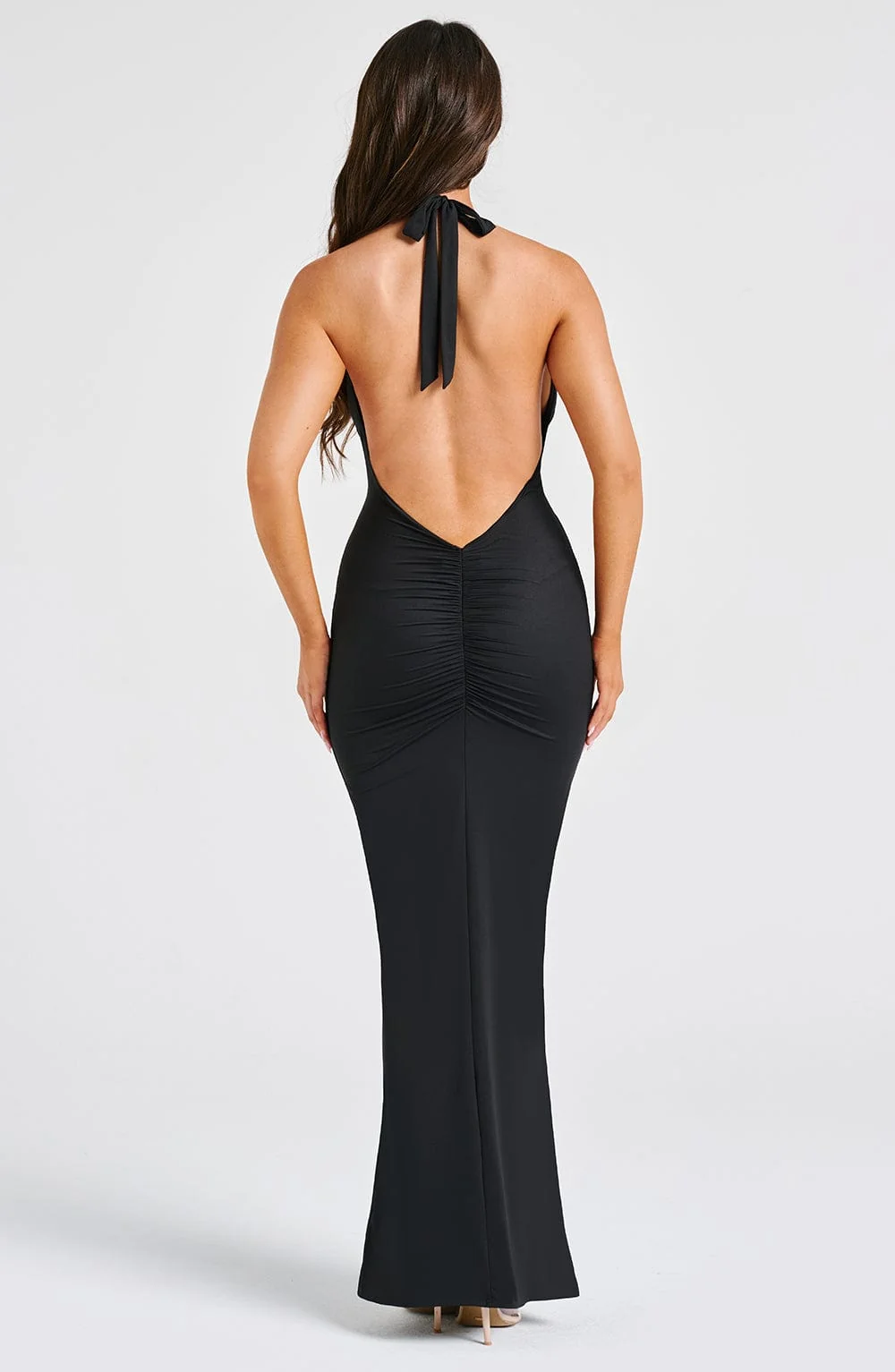 Black Plunge Neckline Maxi Dress - Premium Jersey Fabric