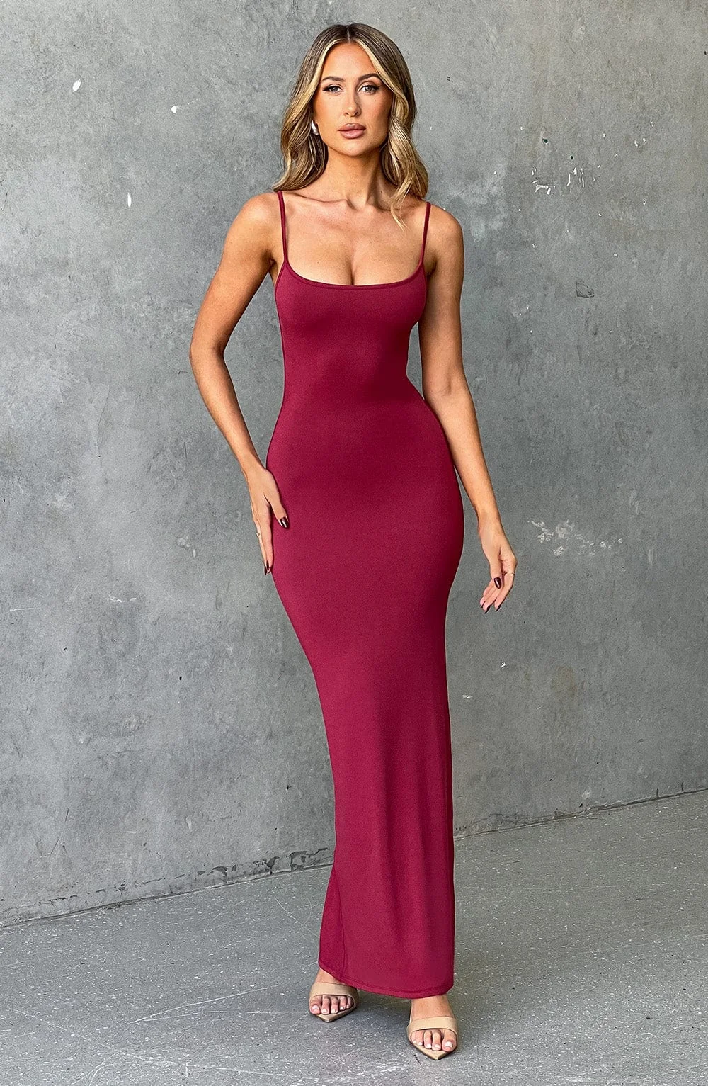 Cherry Scoop Neck Maxi Dress - Premium Modal Fabric