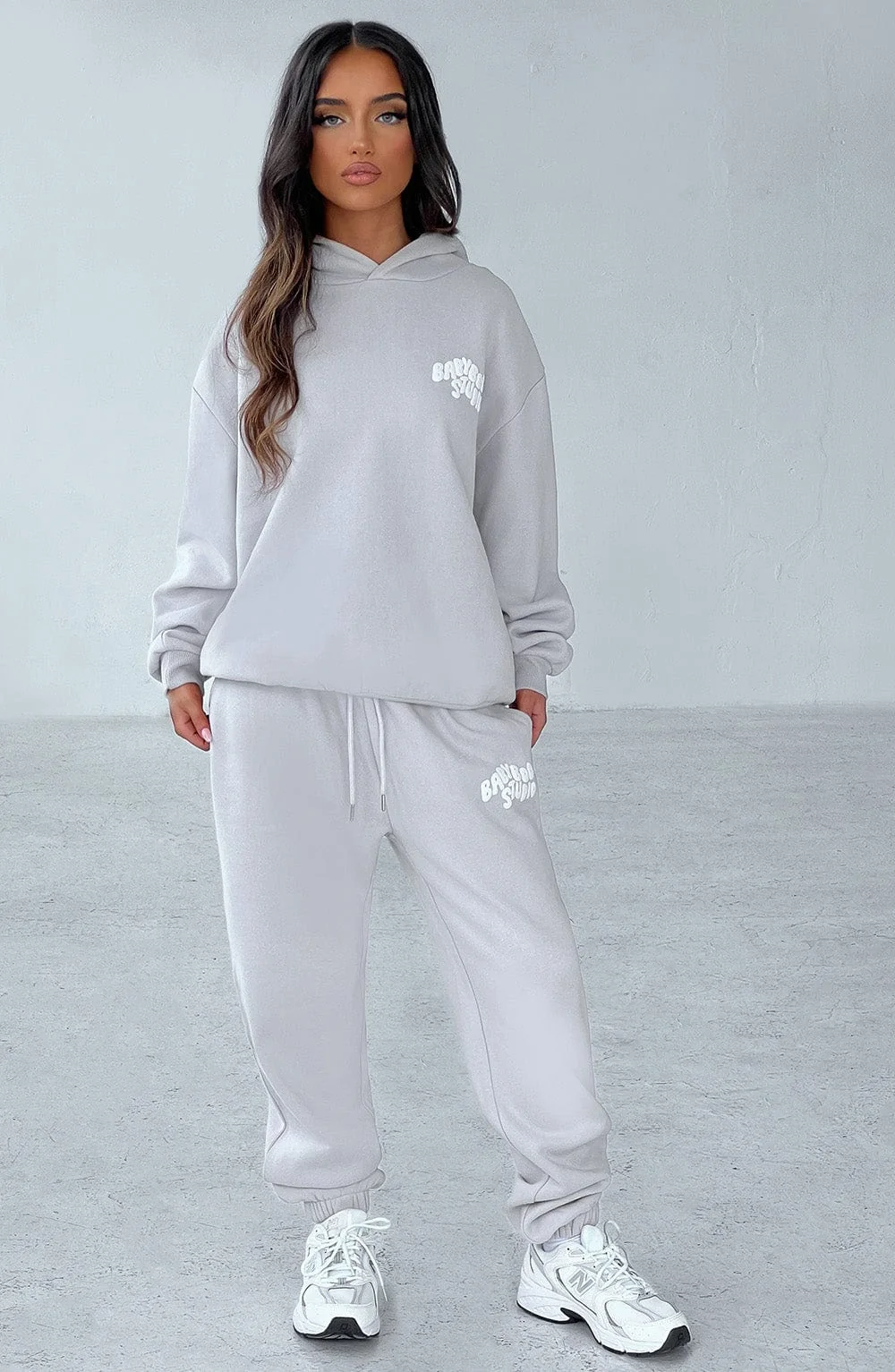 Light Grey/White Cotton Fleece Studio Sweatpants