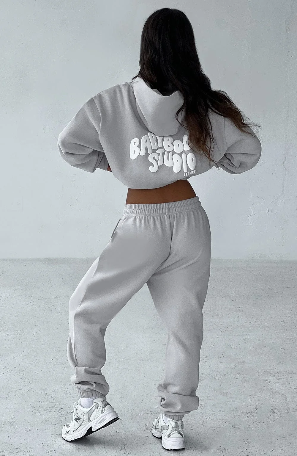 Light Grey/White Cotton Fleece Studio Sweatpants