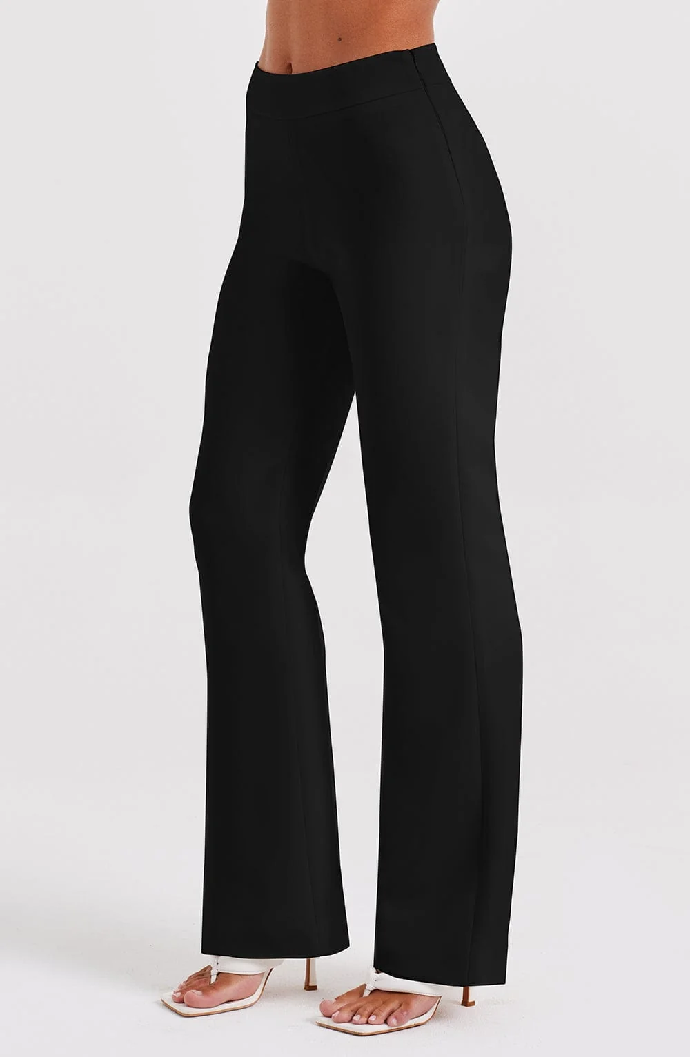 Black Tailored High-Waisted Flare Pants - Premium Soft Fabric