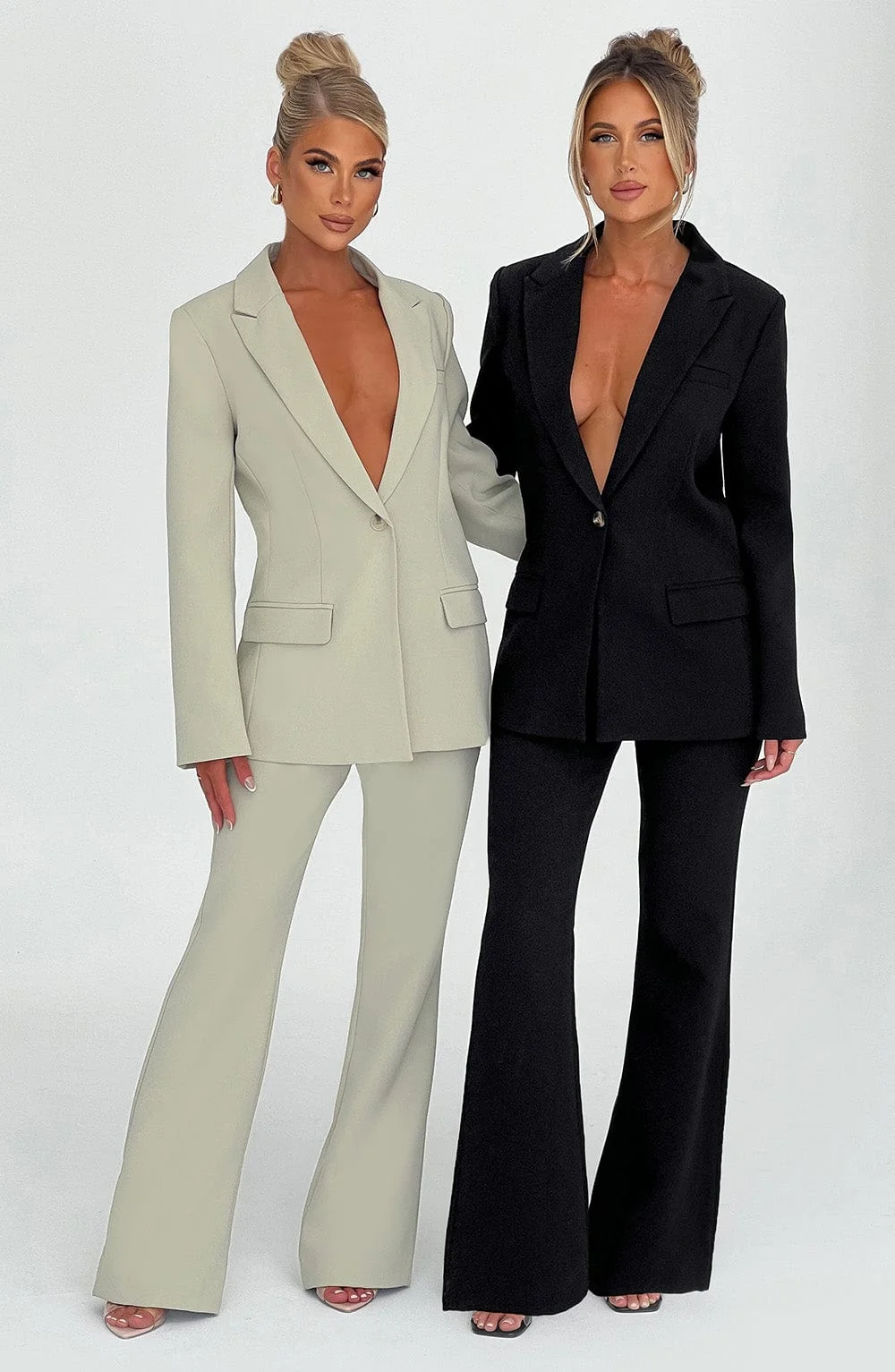 Black Tailored High-Waisted Flare Pants - Premium Soft Fabric