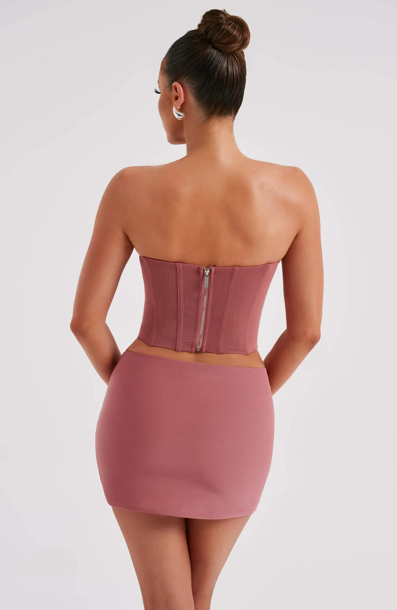 Rose Pink Corset Cami Top - Premium Mesh, Strapless