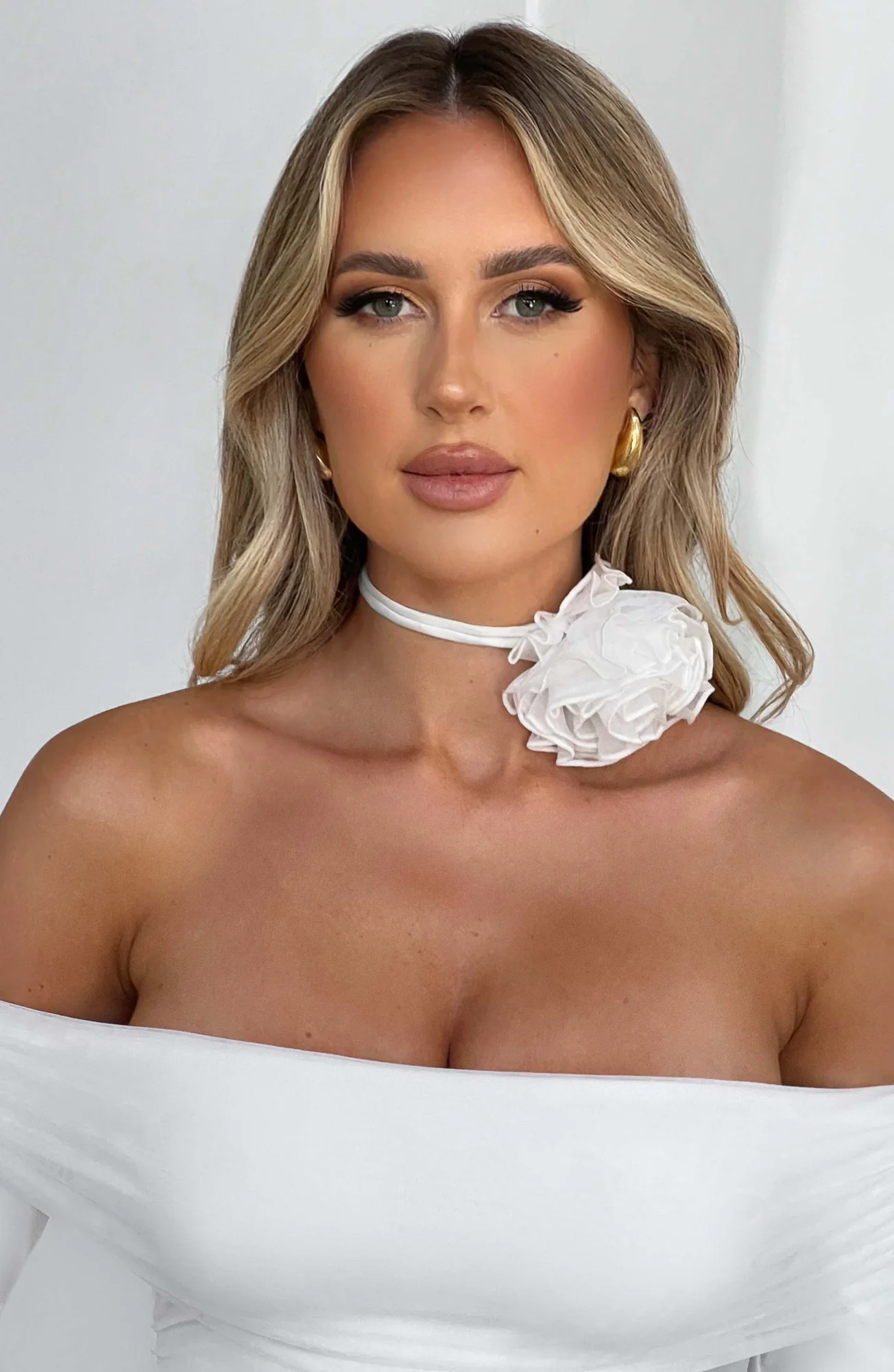 Ivory Floral Neck Tie Accessory - Feminine Style