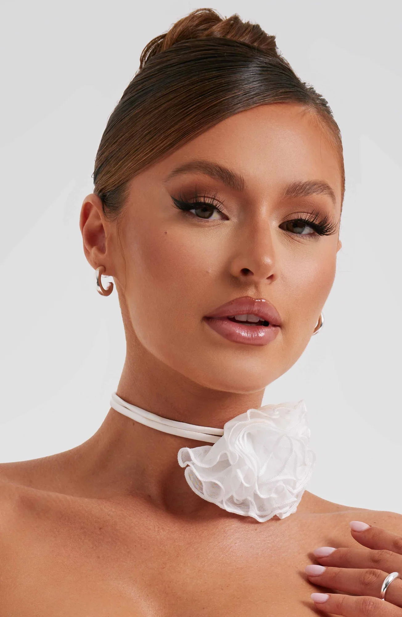 Ivory Floral Neck Tie Accessory - Feminine Style