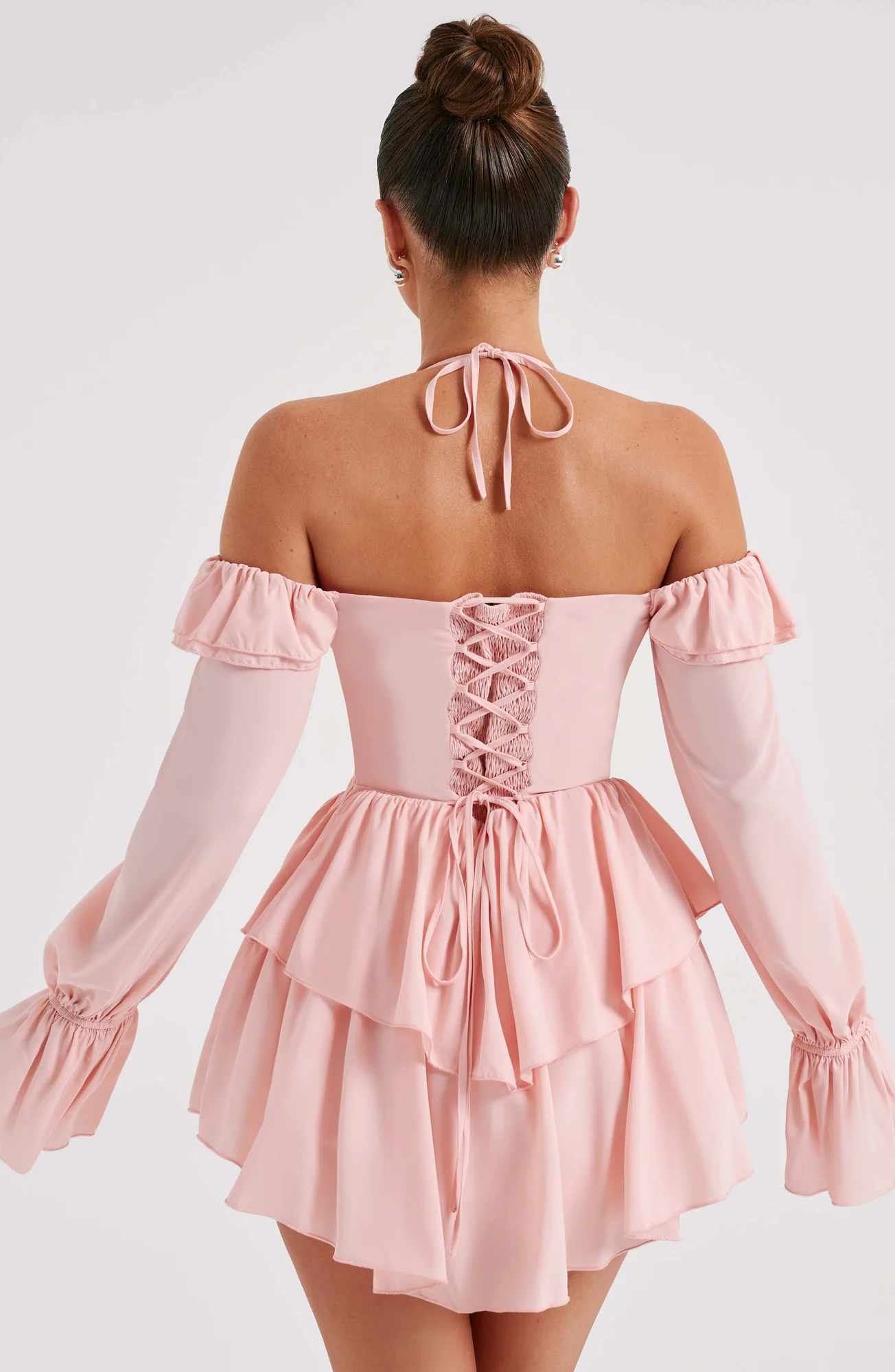 Pink Off-Shoulder Ruffle Jumpsuit