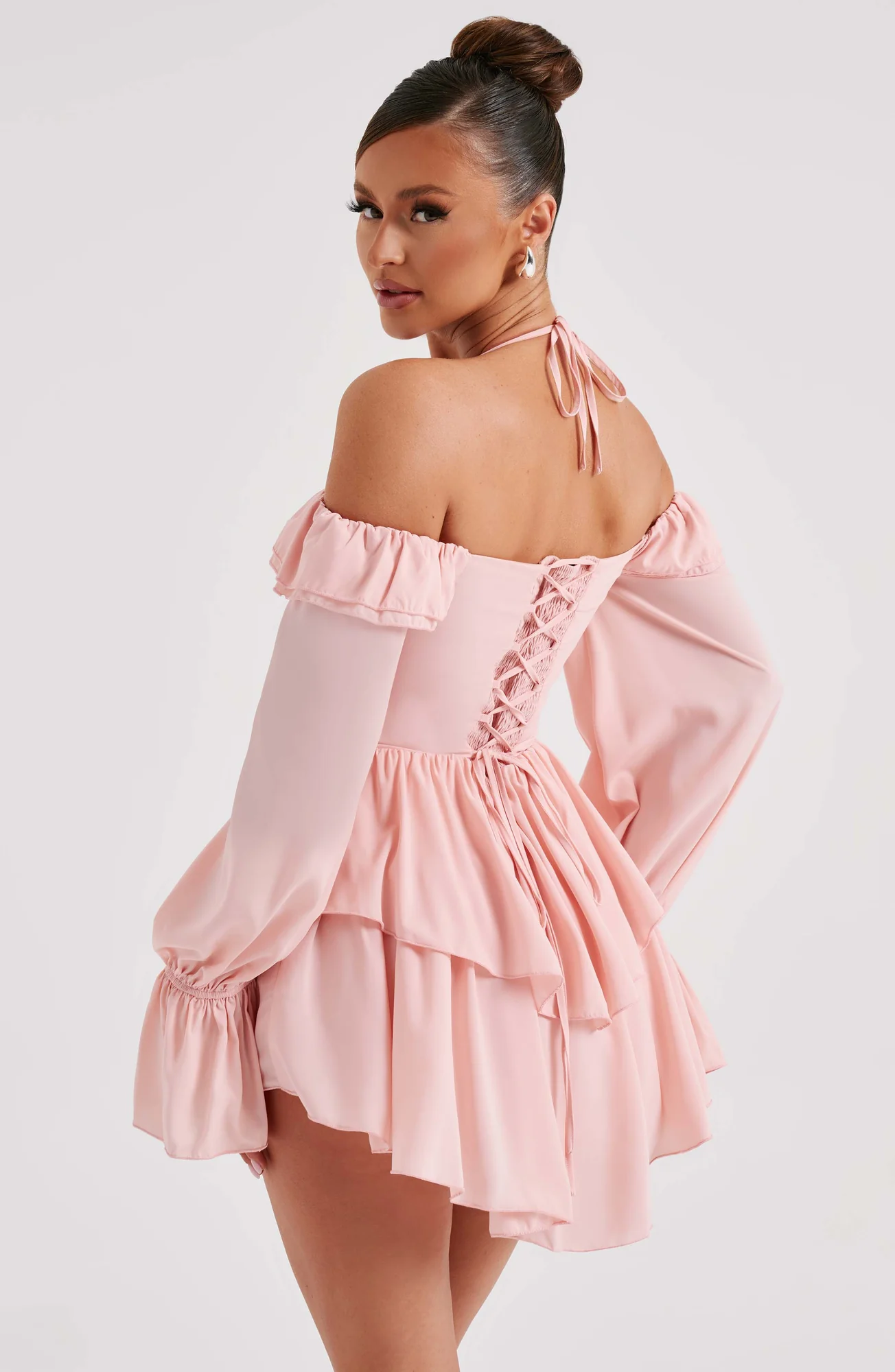 Pink Off-Shoulder Ruffle Jumpsuit